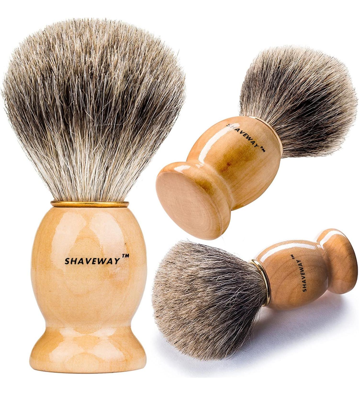 Shaveway 100% Original Pure Badger Shaving Brush - Best Badger Brush for Safety Razor, Double Edge Razor, Straight Razor - Beige - Buy Online on GoSupps.com