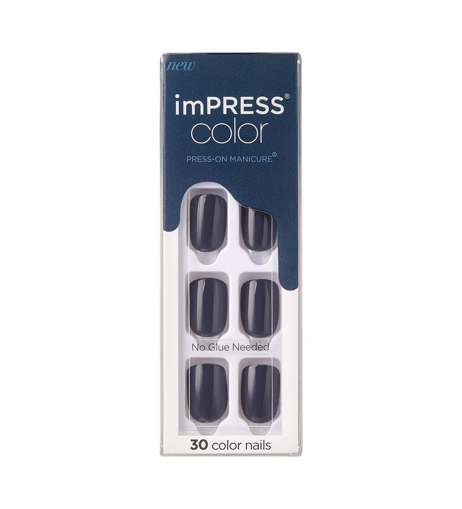 KISS ImPress Color Press-On Manicure Gel Nail Kit PureFit Technology 30 Pre-Glued Faux Nails in Graytitude Includes Prep Pad & Mini File Perfect for Effortless Nail Art - Buy Online on GoSupps.com