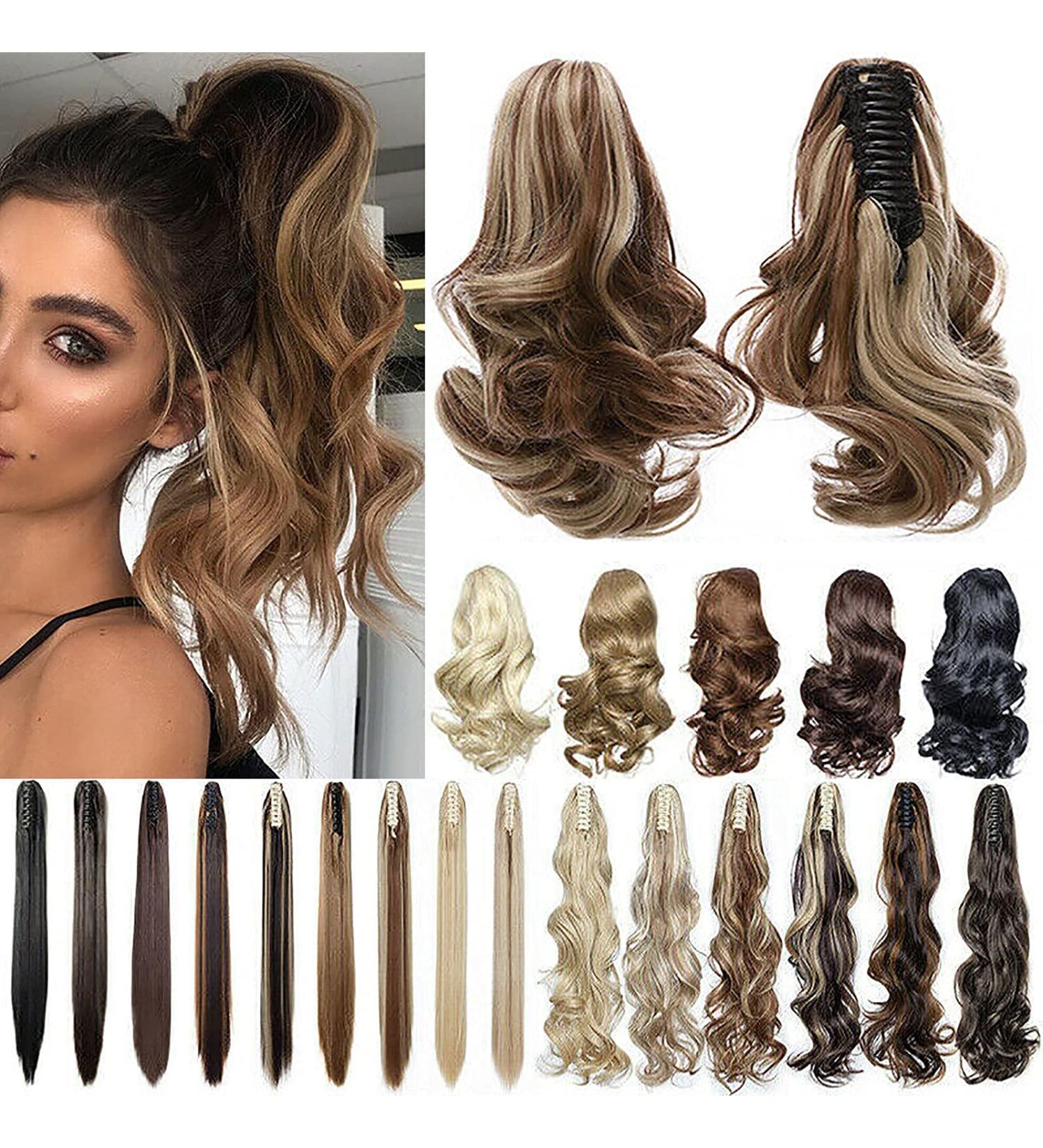 Curly Wavy Clip-in Ponytail Hair Extension - 12 Light Brown & Ash Blonde - Women's Fashion Hairpiece - Buy Online on GoSupps.com