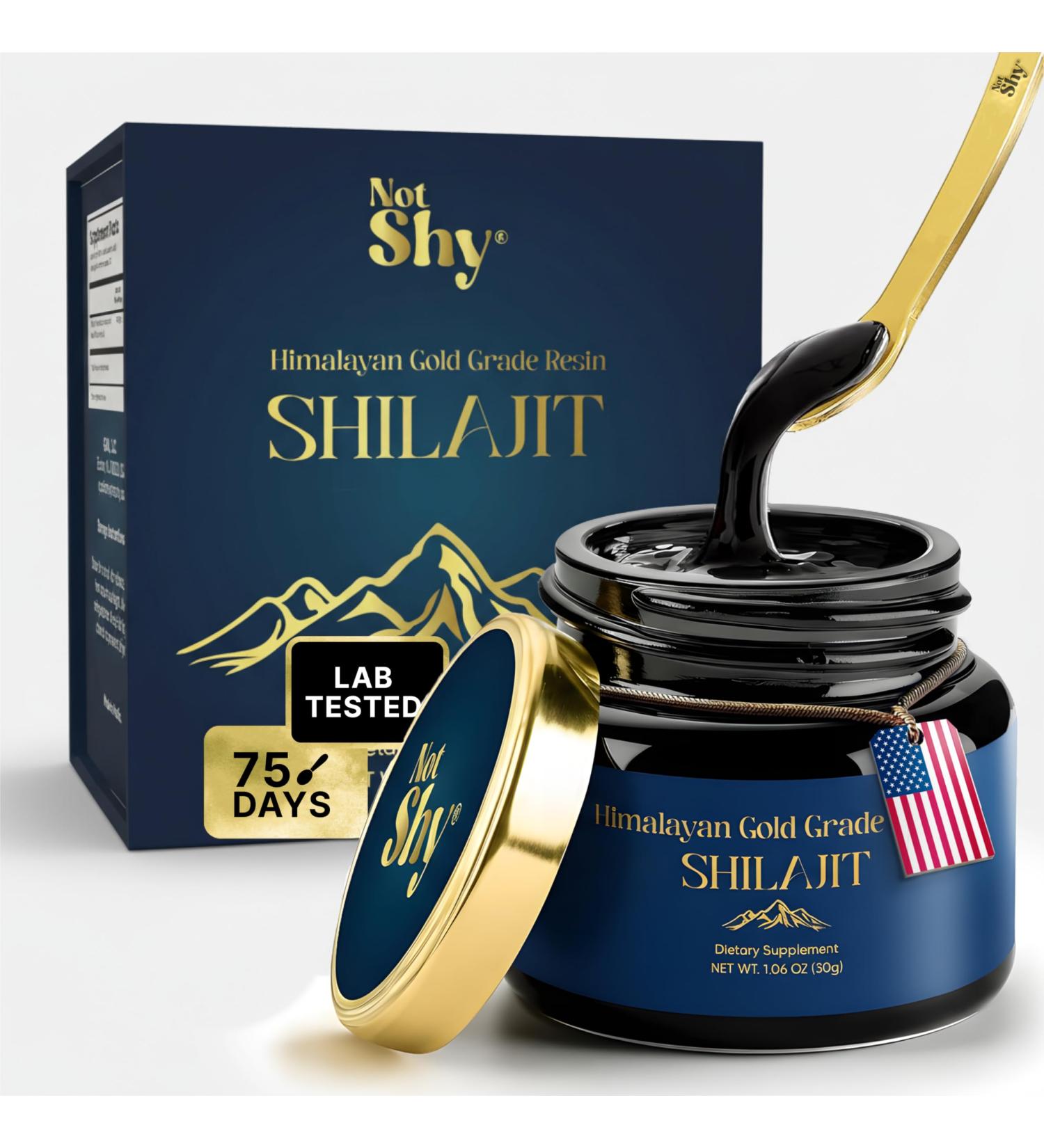 NOTSHY Gold Grade Himalayan Shilajit Resin Premium Ayurvedic Shilajit with Fulvic Acid & 85+ Minerals, High-Altitude Himalayan Source, Daily Wellness Adaptogen Supplement for Men & Women - 30g - Buy Online on GoSupps.com