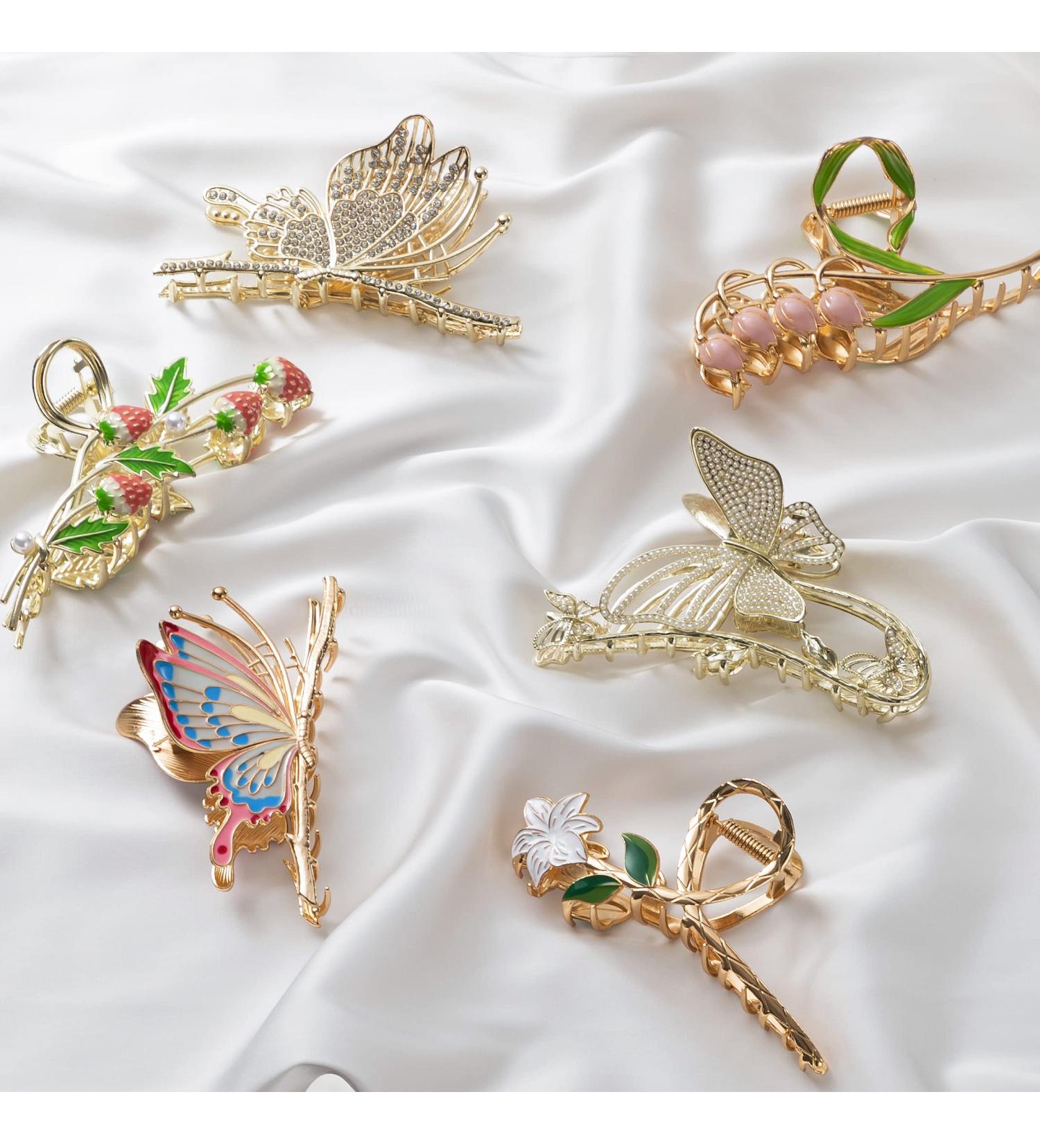 6PCS Butterfly Claw Clips for Women - Non Slip Metal Hair Clips for Thick Hair - Large Strong Clips for Girls - Cute Headwear Gifts - Buy Online on GoSupps.com