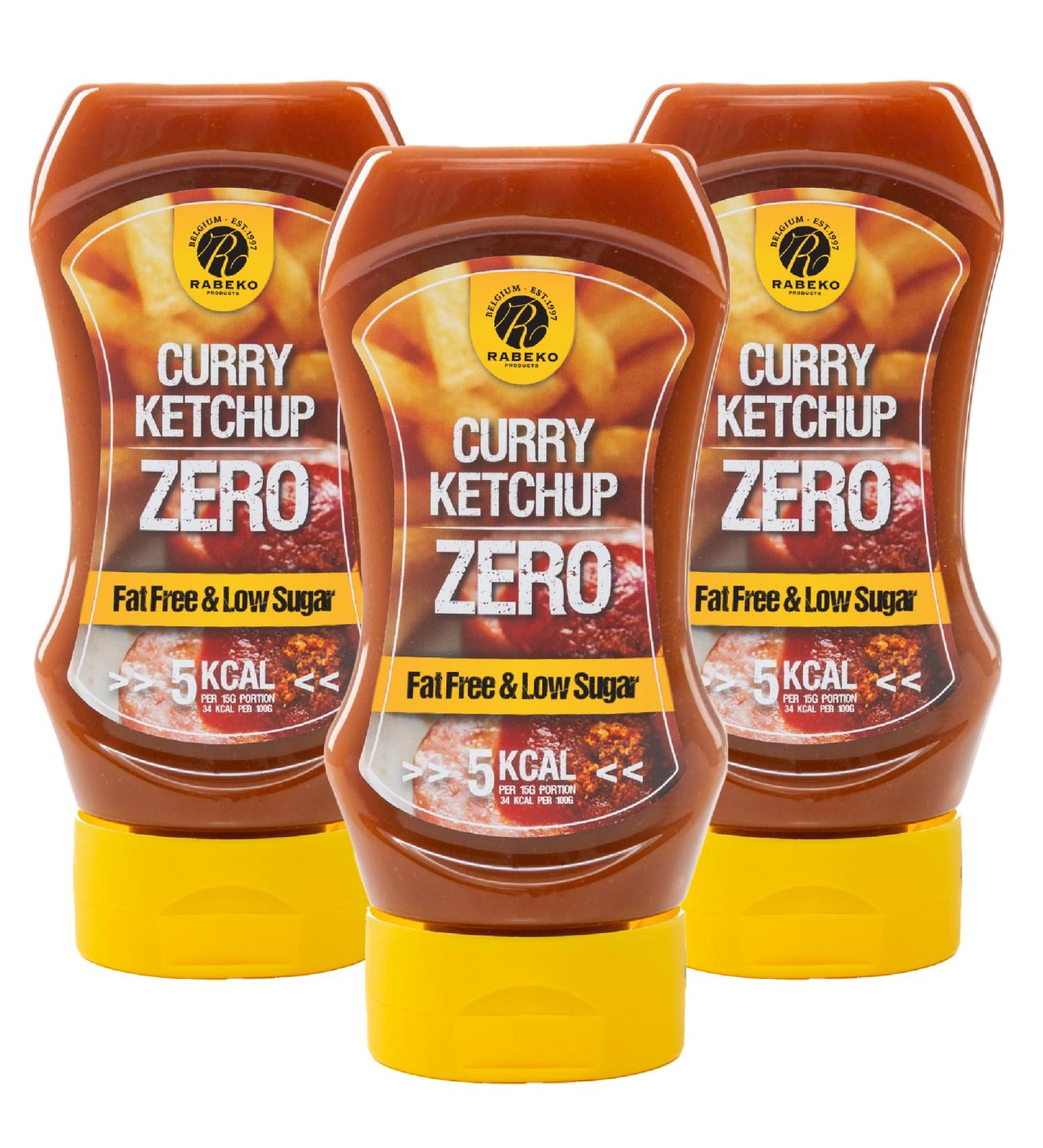 Rabeko Zero Sauce - Curry Ketchup 3 x 425 ml Sugar Free and Low Fat - Healthy Low Carb and Calorie Products for Salads Fries Burgers - Gluten and Lactose Free - Buy Online on GoSupps.com