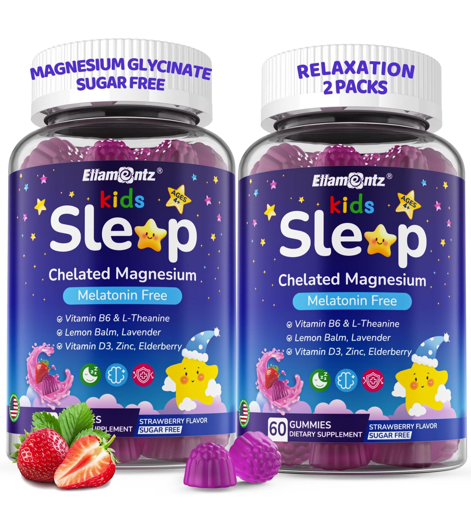 Kids Sleep Gummies NO Melatonin Sleep Aid Gummies w/Magnesium Glycinate Magnesium Malate L-Theanine Lavender B6 Zinc D3K2 for Restful Sleep Relax Brain & Muscle Immune Support Non-GMO 2Pack 60 Count (Pack of 2) - Buy Online on GoSupps.com