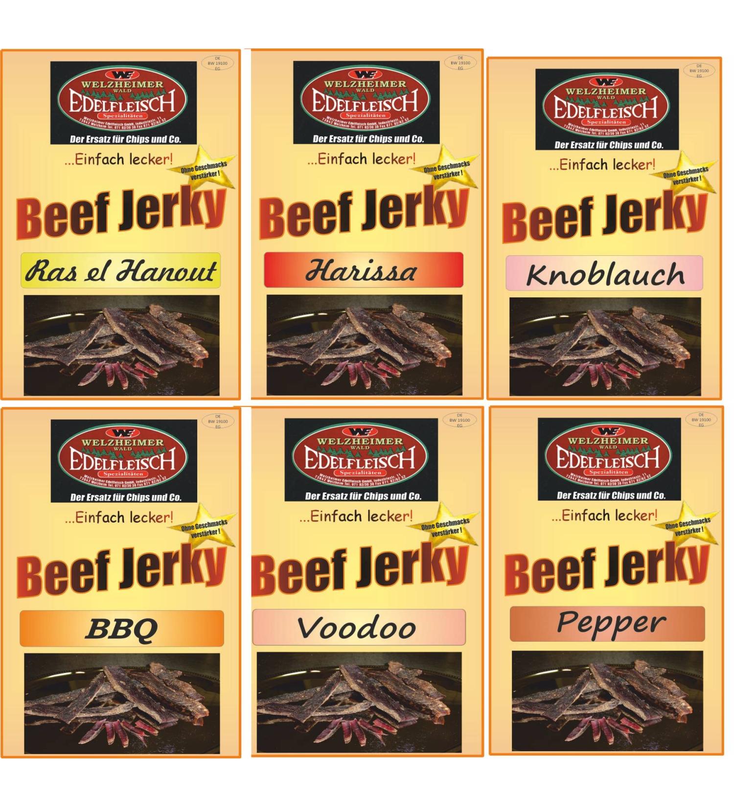 Edelfleisch 1800g Beef Jerky - 6 Varieties of Dried Meat Stix | Premium International Shipping - Buy Online on GoSupps.com
