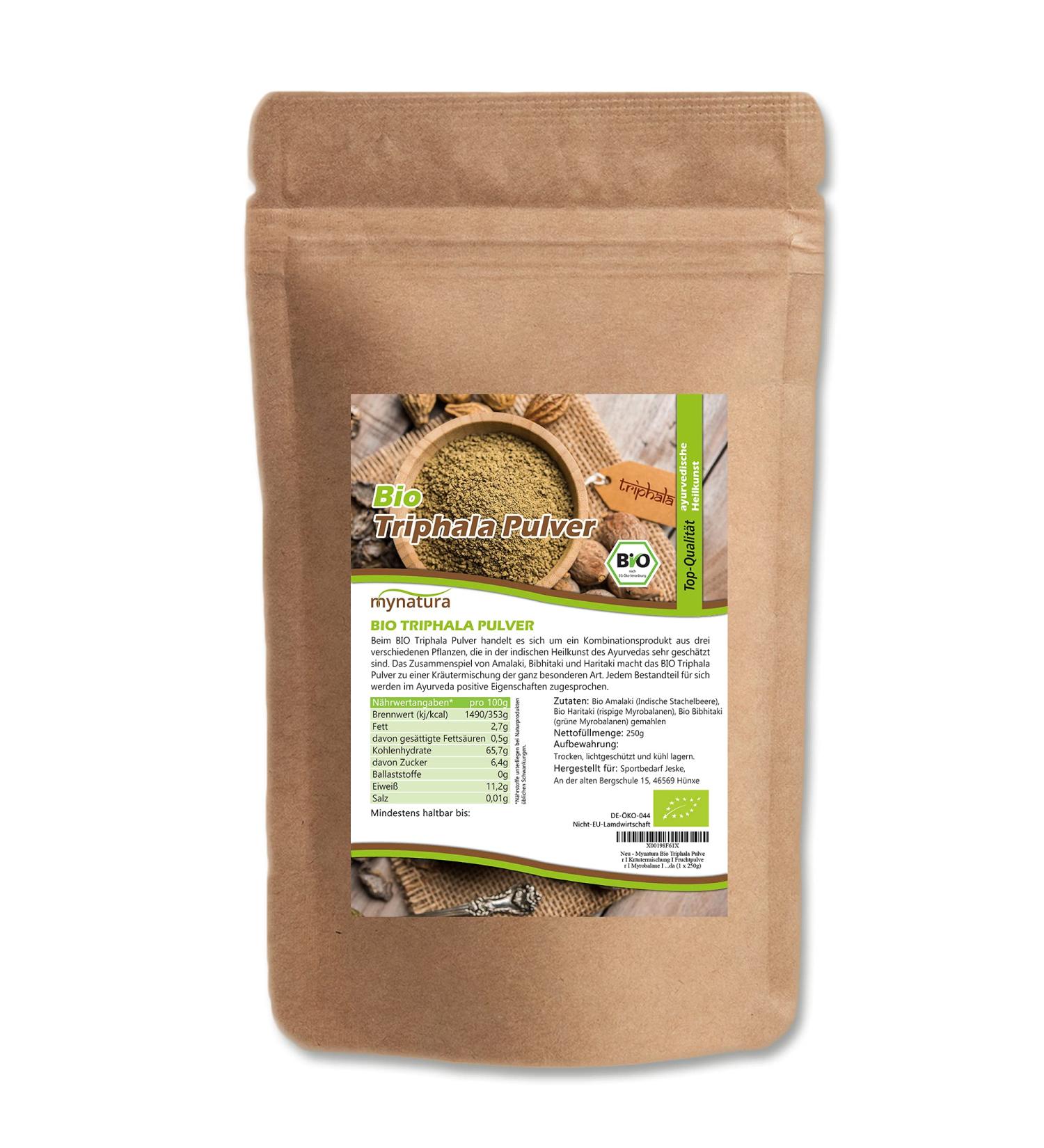 Mynatura Bio Triphala Powder - Herbal Mix for Smoothies Juices & Teas | Traditional Ayurveda 2x250g - Buy Online on GoSupps.com