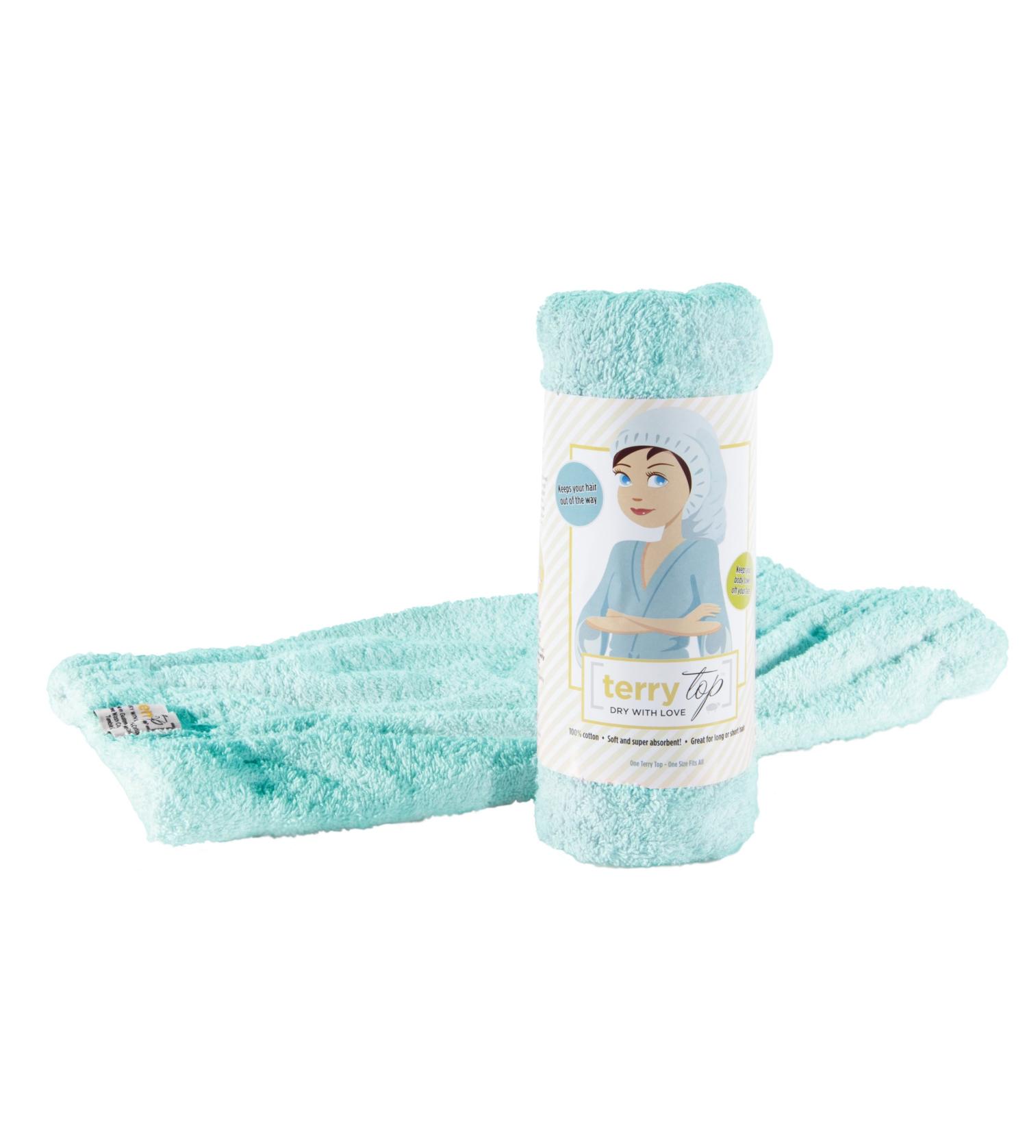 Terry Top Hair Towel Head Wrap - Super Absorbent 100% Cotton - Aqua Breeze - Buy Online on GoSupps.com