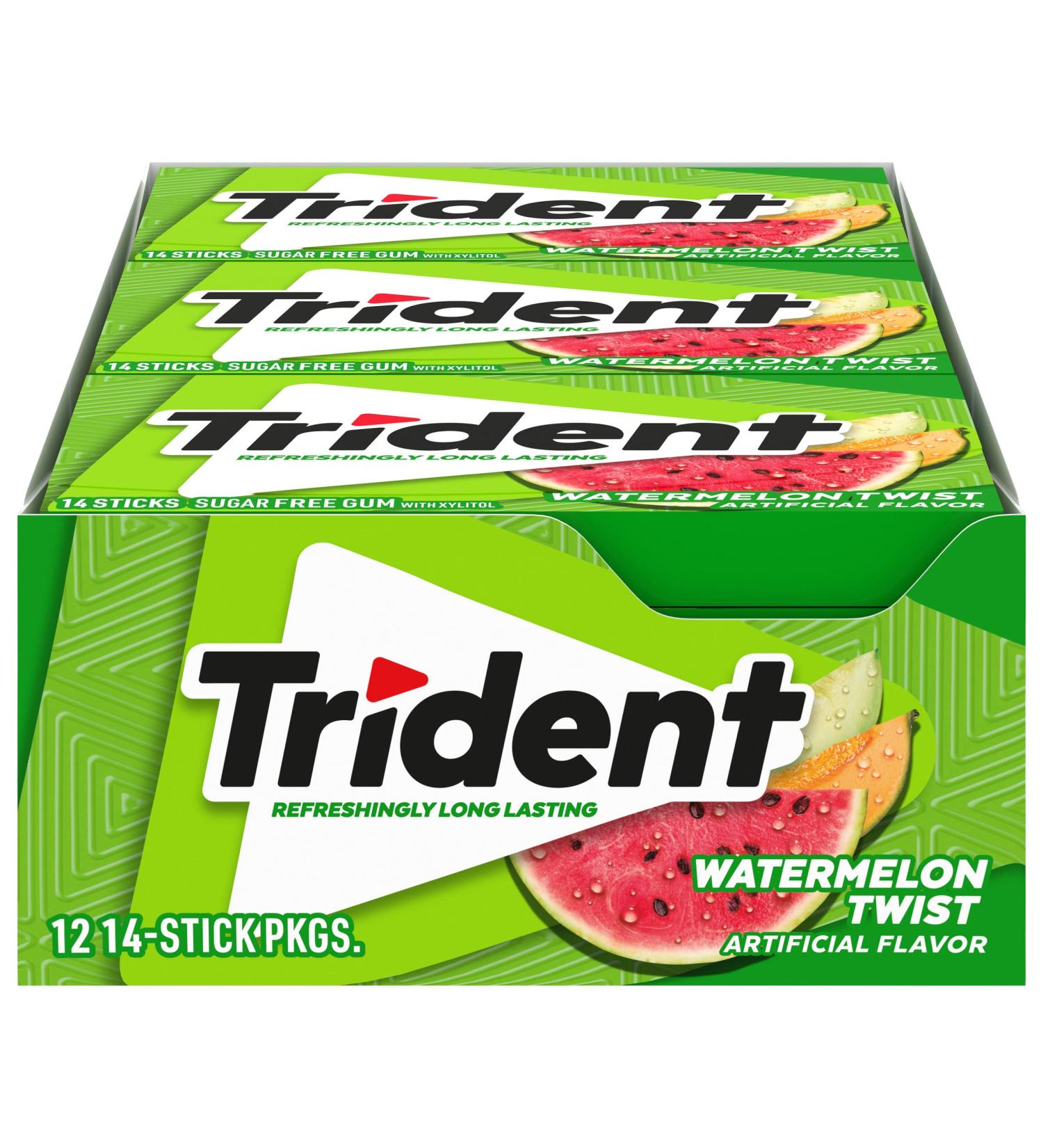 Trident Watermelon Twist Sugar-Free Gum - 12 Packs, 14 Count per Pack - Buy Online on GoSupps.com