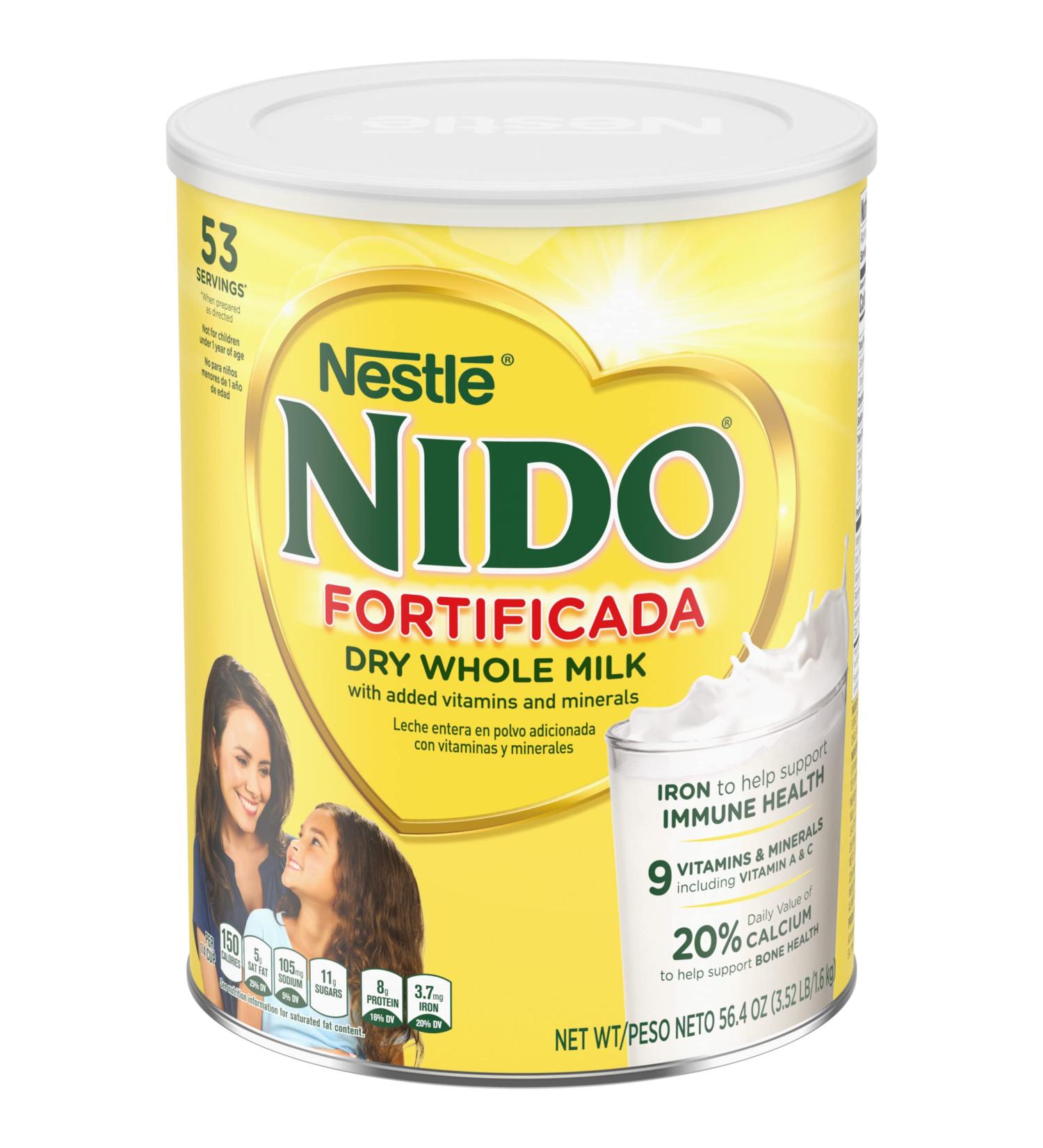 NIDO Fortificada Dry Whole Milk 56.4 oz Canister - 3.52 lb (Pack of 1) | High-Quality Milk Powder - Buy Online on GoSupps.com