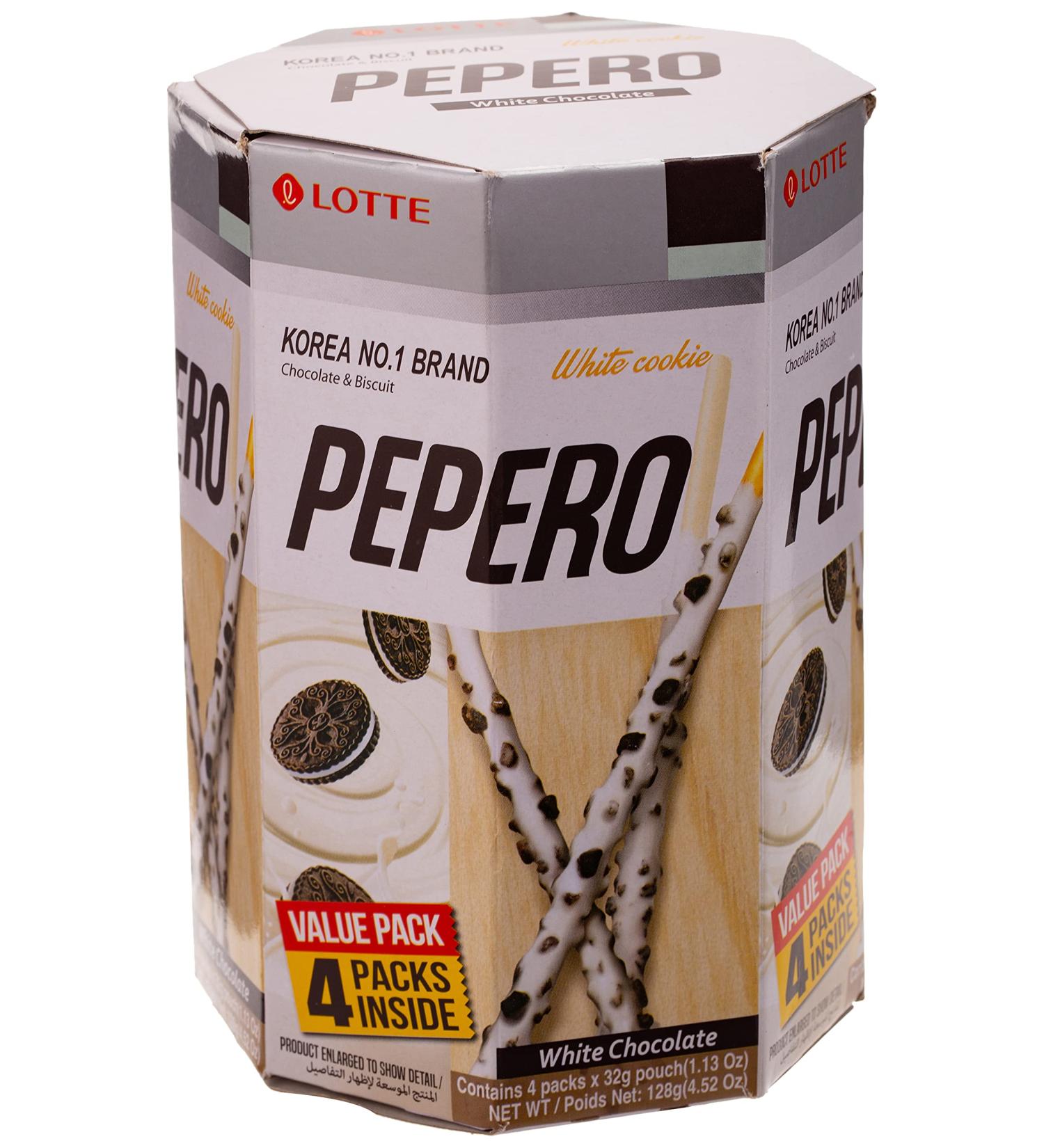 Lotte Pepero White Cookie Stick Biscuit with White Chocolate 128g - Buy Online on GoSupps.com