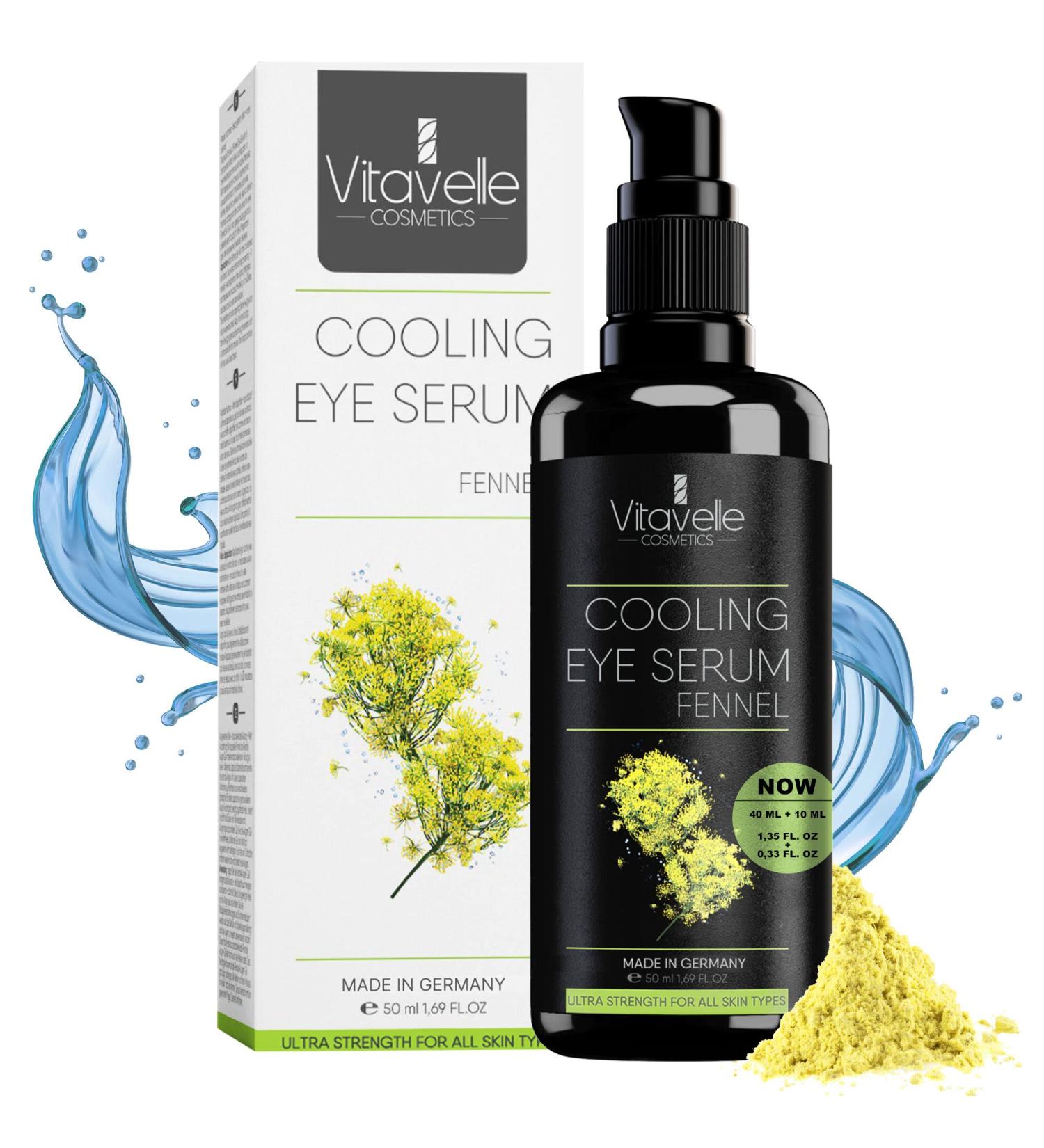 Vitavelle Cooling Eye Serum for Dark Circles & Puffiness - Anti Aging Hydrating Formula with Fennel Extract - 50ml - Buy Online on GoSupps.com