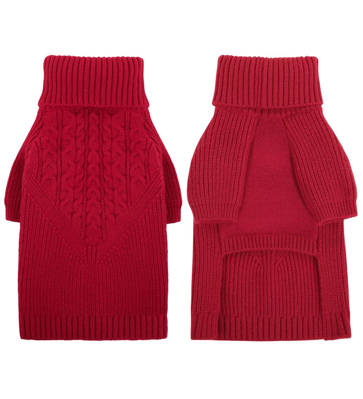 Classic Knitted Dog Sweater with Turtleneck | Cit toile Soft & Warm Cold Weather Vests for Small & Medium Dogs - XS X-Small Red - Buy Online on GoSupps.com