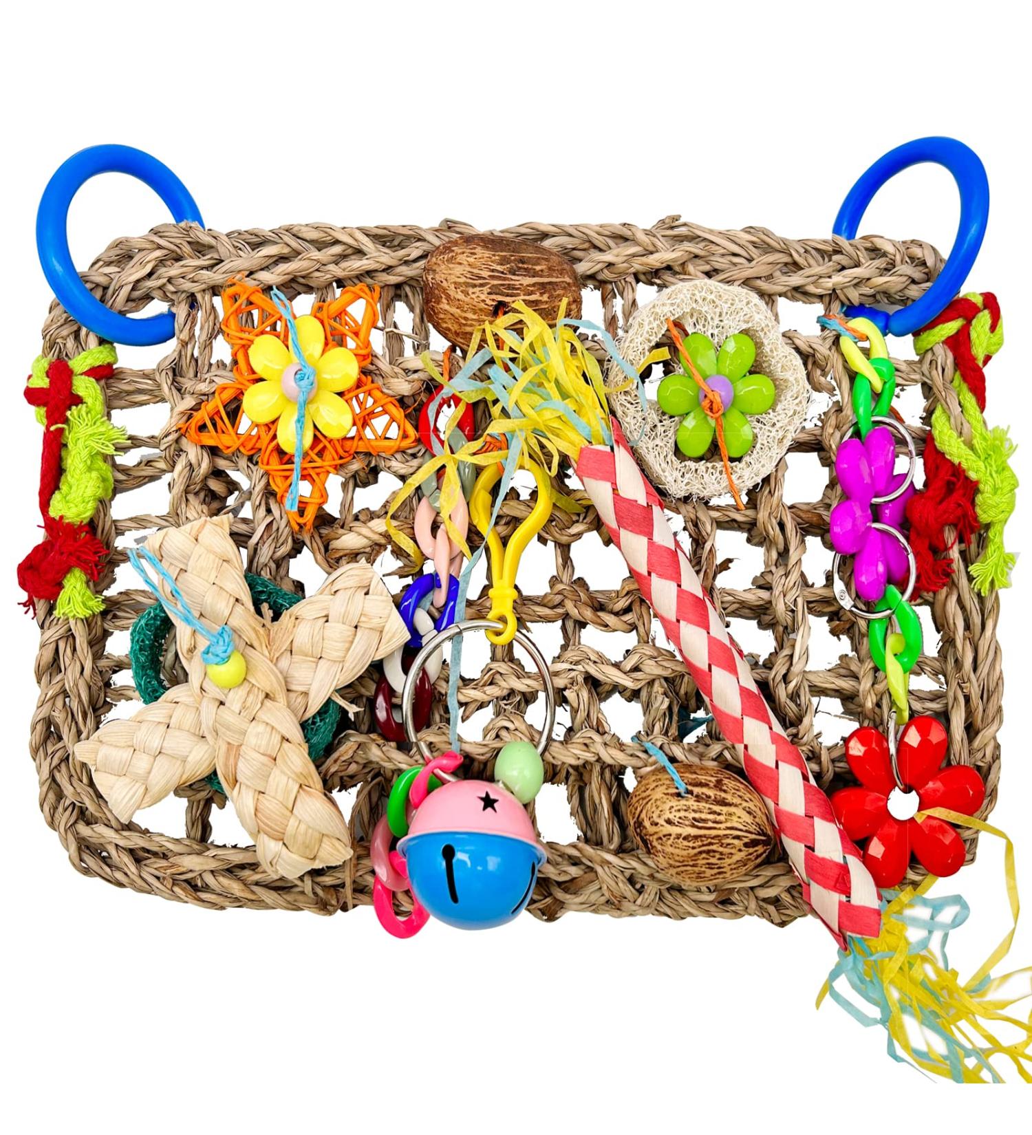Colorful Mqupin Parrot & Budgie Toys | Edible Seagrass Climbing Accessories & Hammock Mat | International Shipping - Buy Online on GoSupps.com
