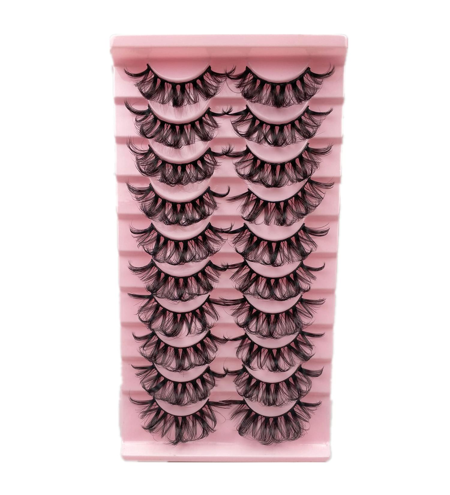 Josiezoey 10 Pairs D Curl 3D 15mm Russian Strip Lashes Faux Mink Wispy Fluffy Curly False Eyelashes - Natural Look Fake Eyelashes - Buy Online on GoSupps.com