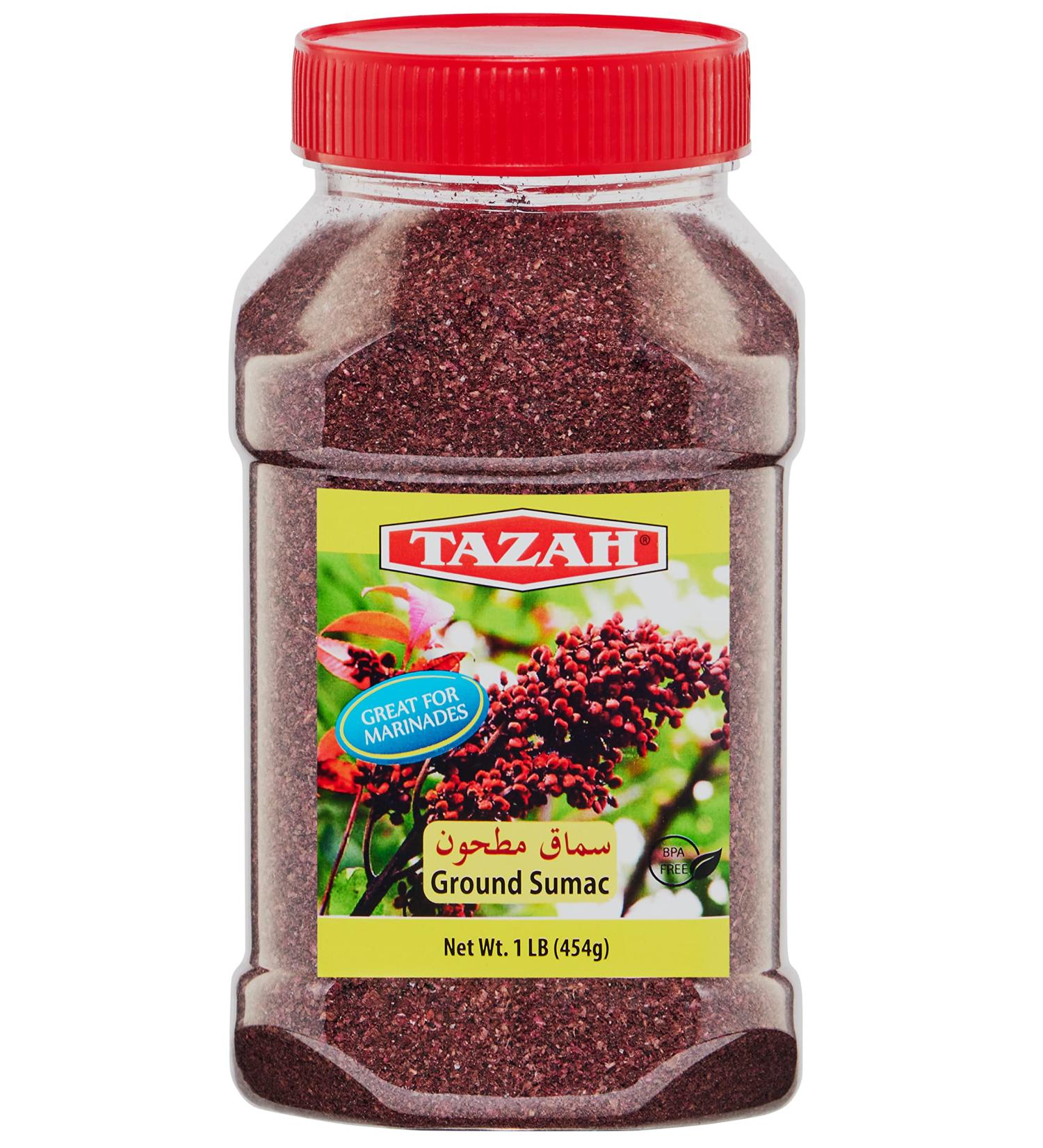 Tazah Sumac Spice 16oz - Authentic Jordanian Ground Sumac Seasoning - 1 Pound Jar - Buy Online on GoSupps.com