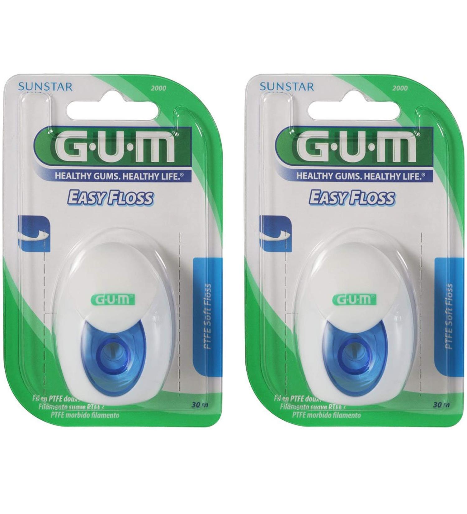 GUM Easy Floss dental floss lightly waxed 2x 30 meters (60 meters) PTFE dental floss from Sunstar