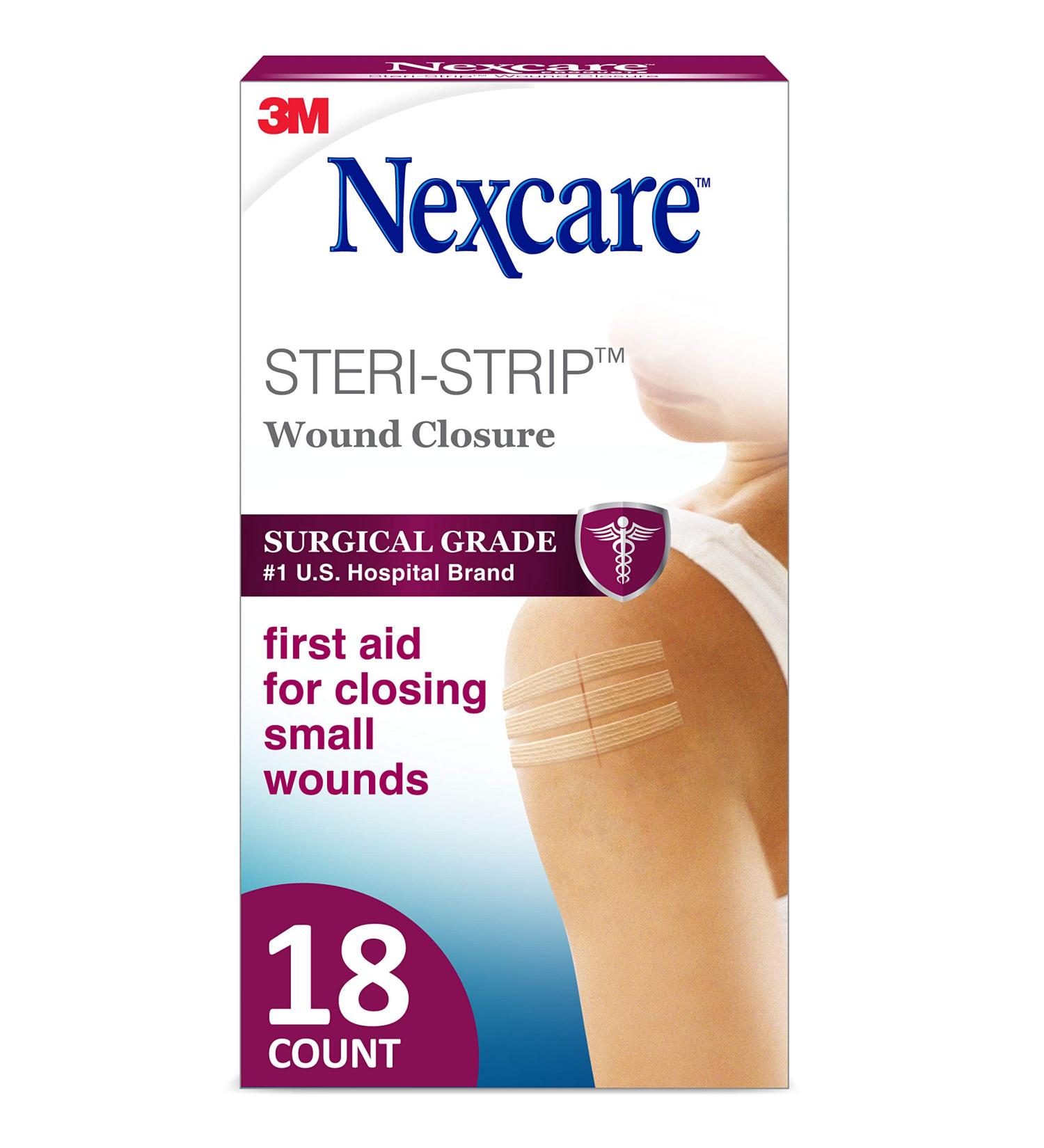 Nexcare Steri-Strip Wound Closure - Breathable Strips for Small Wounds Ideal After Sutures or Staples - 18 Count - Buy Online on GoSupps.com