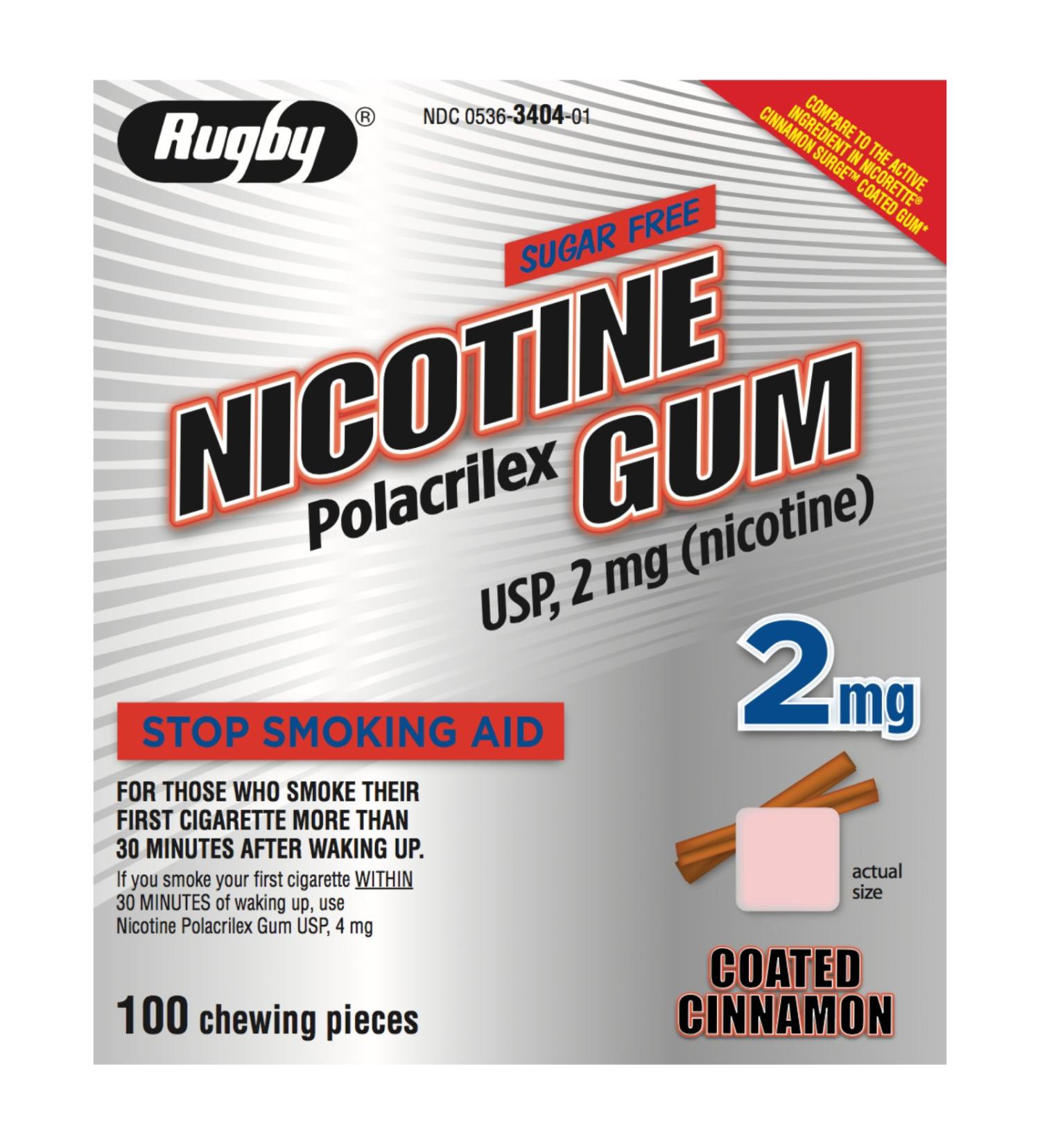 Rugby Nicotine Gum 2mg 100ct. Cinnamon