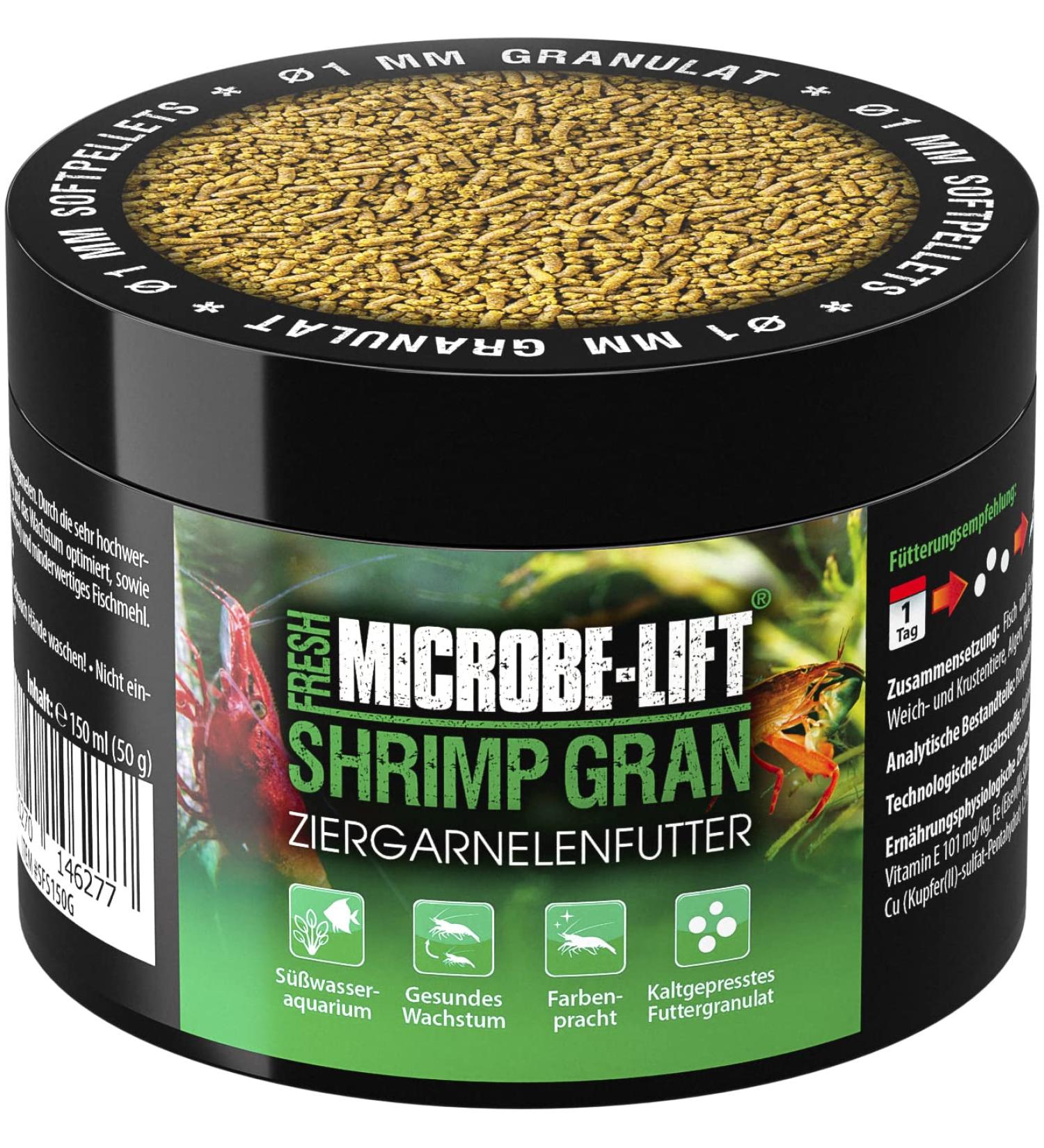 Microbe-Lift Shrimp Gran 150ml/50g - Premium Cold-Pressed Shrimp Feed for Growth & Color in Freshwater Aquariums - New Size - Buy Online on GoSupps.com