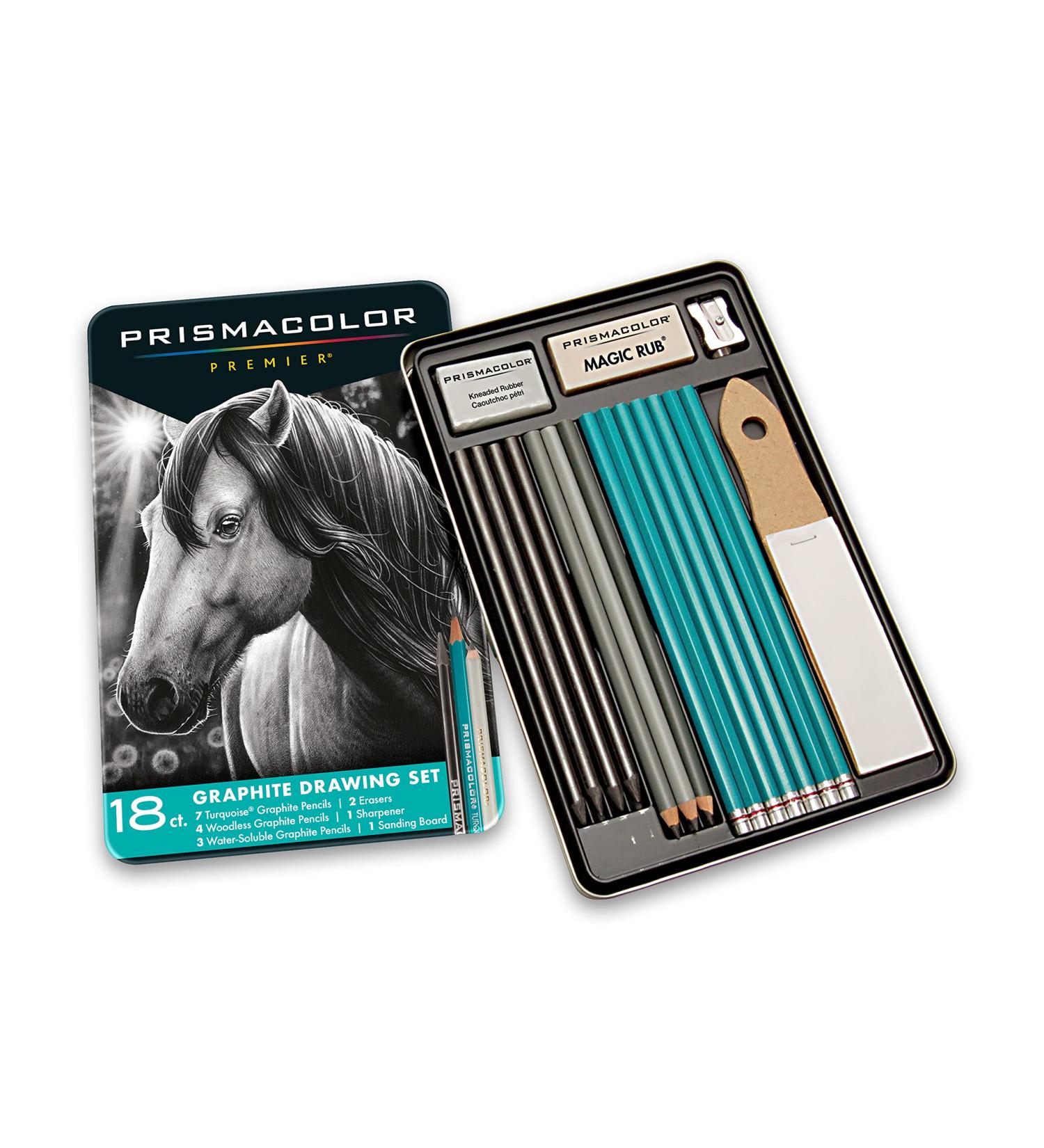 Prismacolor Premier Graphite Drawing Pencils with Erasers & Sharpeners, 18-Piece Set