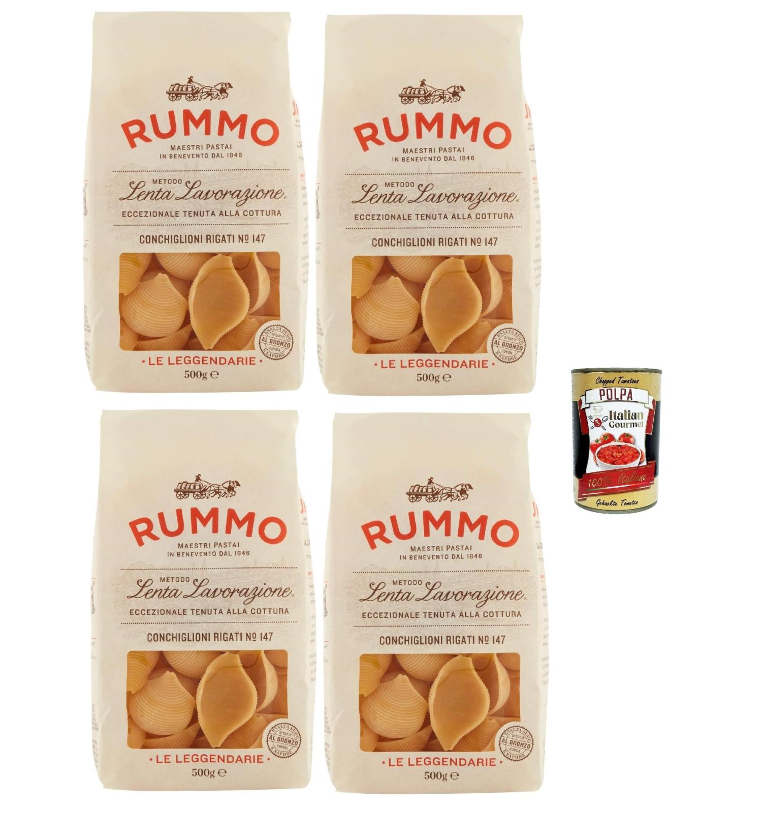  Italian Gourmet E.R. Rummo Conchiglioni Rigati N 147 4 500 g Pulled Bronze Lenta Lavorazione large shell noodles to fill and gratin resistant to baking and biting durum wheat semolina from - Buy Online on GoSupps.com