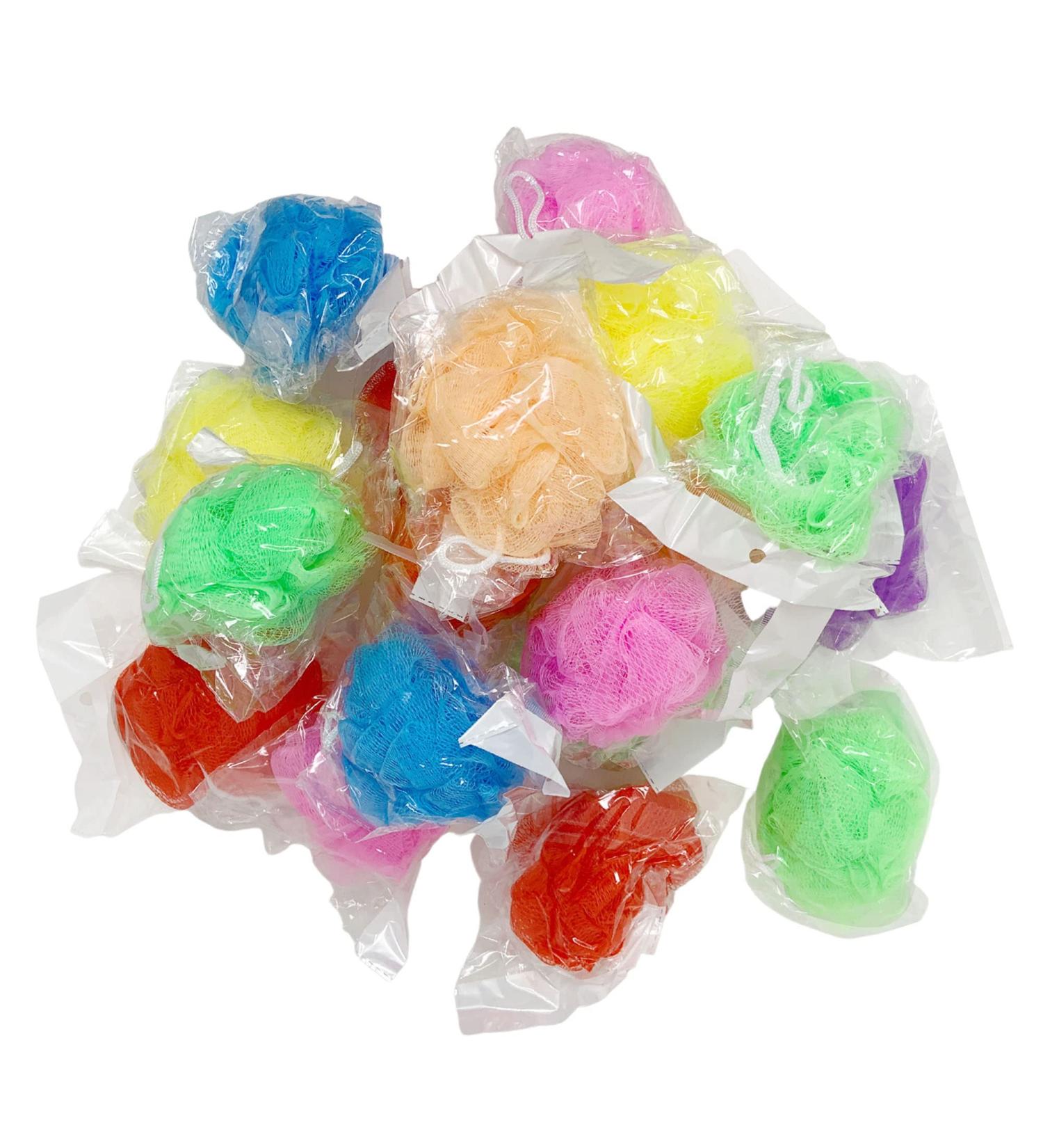 Loofah Lord 20 Individually Wrapped Small Full Bodied Quality Bath or Shower Sponge Loofahs Pouf Mesh Assorted Colors Wholesale Bulk Lot Individual Wrapped 20 20.0