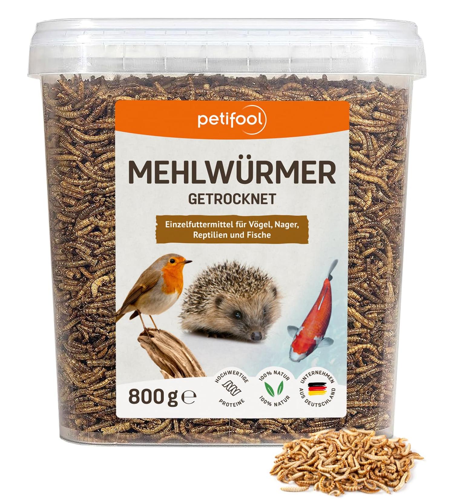 Petifool Mealworms 800g - Healthy Dried Insect Snack for Turtles Fish Birds Reptiles & Rodents - International Shipping Available - Buy Online on GoSupps.com