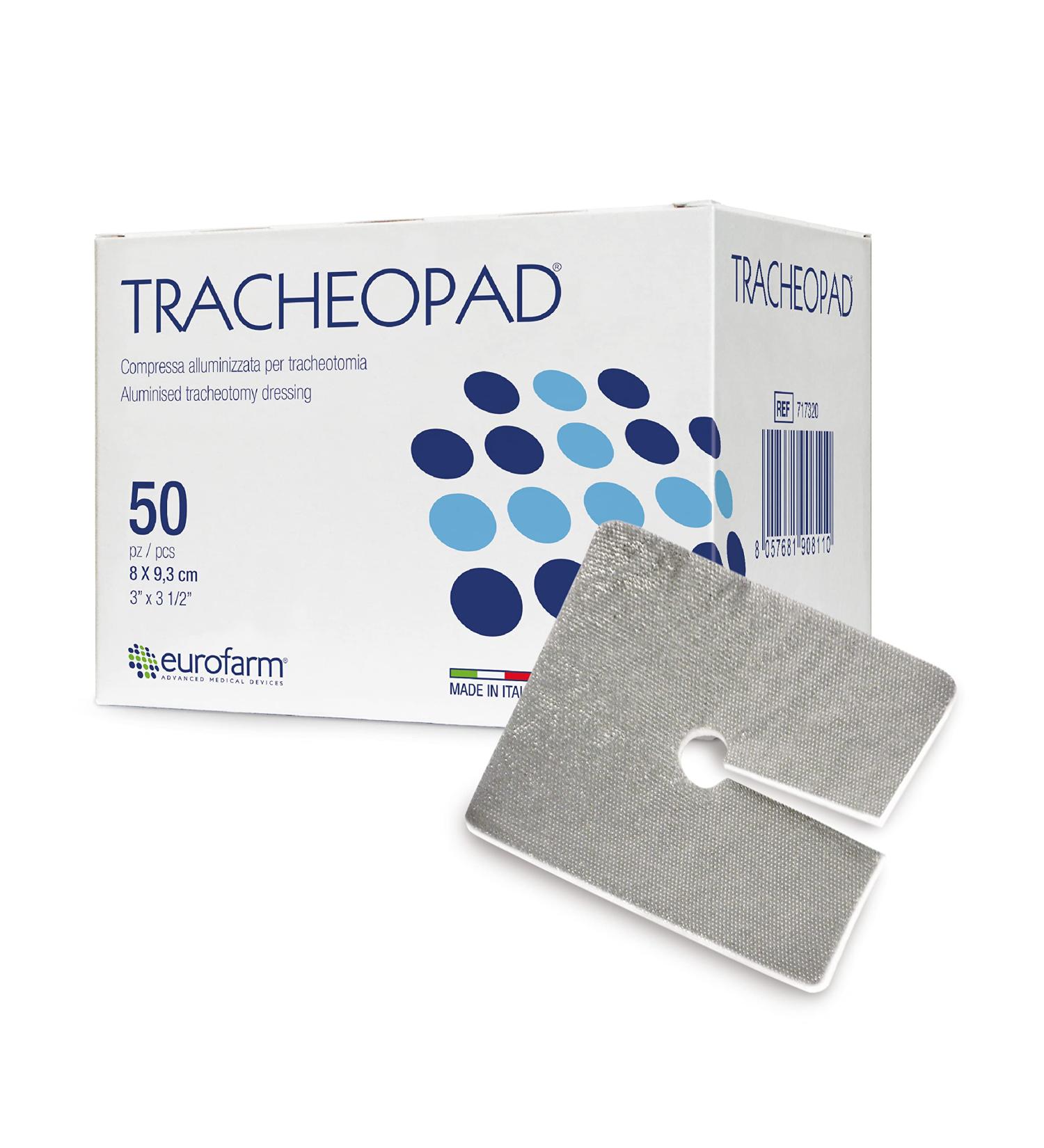 Tracheopad - Aluminized Non-Woven Dressing for Tracheotomies, 50 Pcs/Box (3 1/8 x 3 2/3) - Made in Italy - Buy Online on GoSupps.com