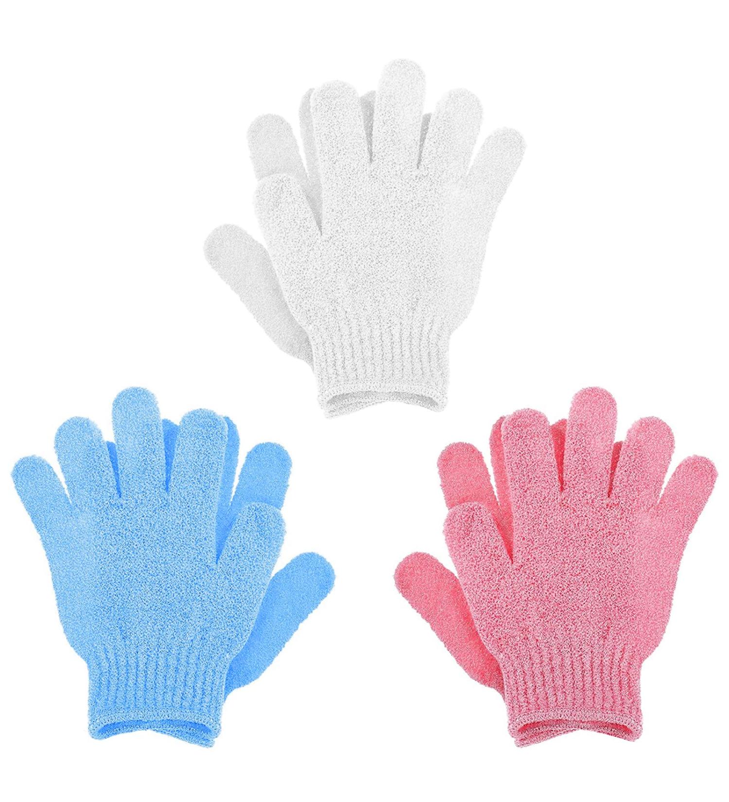 Buy SIBBA 6-Piece Bamboo Peeling Gloves - Body Exfoliating Washcloth for Spa Shower & Dead Skin - Available in White Blue & Pink - Buy Online on GoSupps.com