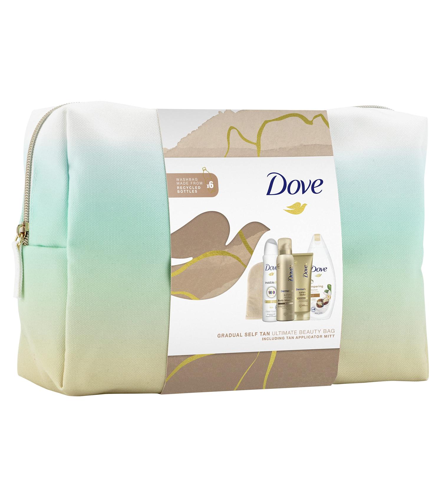 Dove Gradual Self-Tan with tan applicator mitt Ultimate Beauty Bag Gift Set perfect gifts for her 4 piece - Buy Online on GoSupps.com
