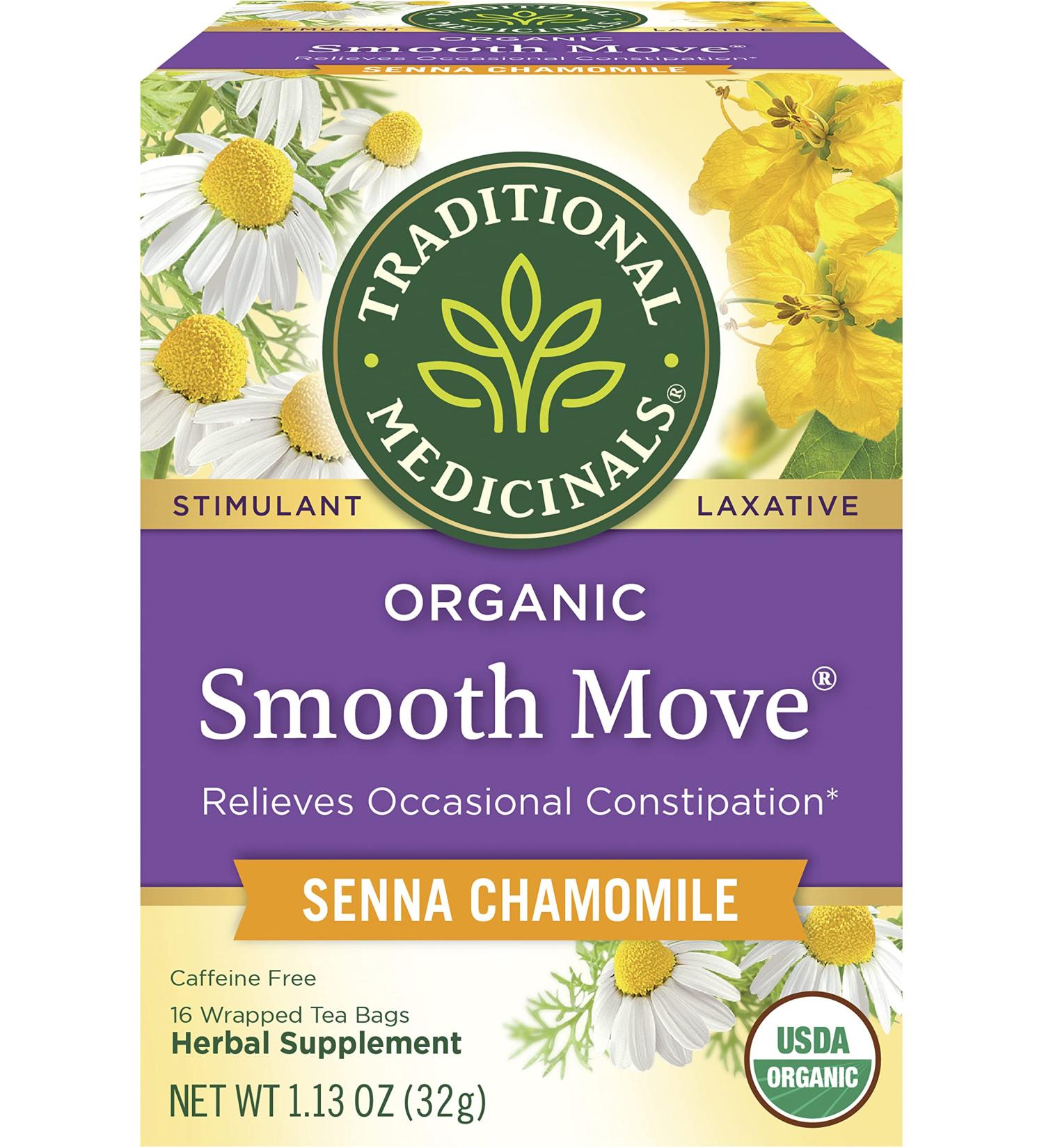 Traditional Medicinals Organic Smooth Move Senna Chamomile Herbal Tea - 16 Tea Bags - Buy Online on GoSupps.com