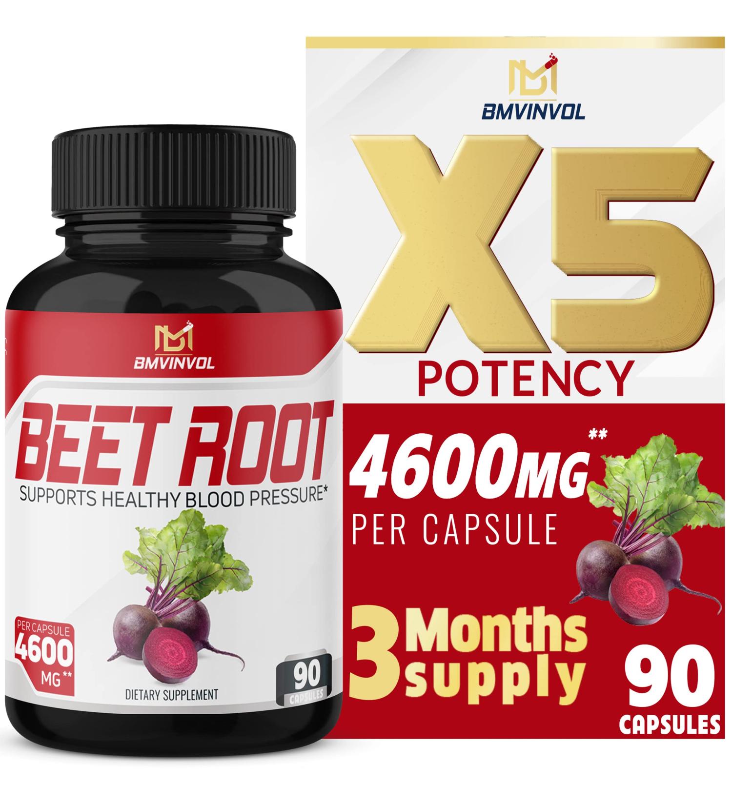 Beet Root Capsules 4600mg Herbal Equivalent - 11in1 Powerful Blend for Healthy Blood Pressure & Immune System - 3 Months Supply - Buy Online on GoSupps.com