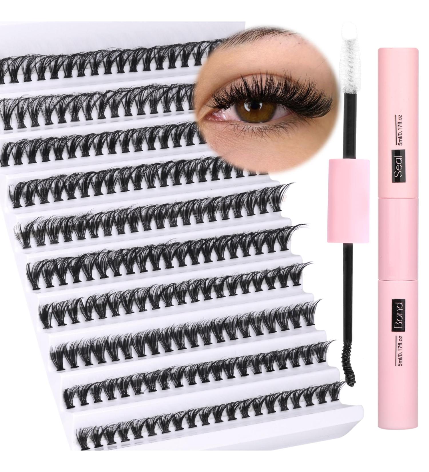 Ruairie Black Lash Extension Kit: 200pcs Bond & Seal DIY Eyelash Extension Clusters 8-16MM CD Curl Individual Lashes Set - Buy Online on GoSupps.com