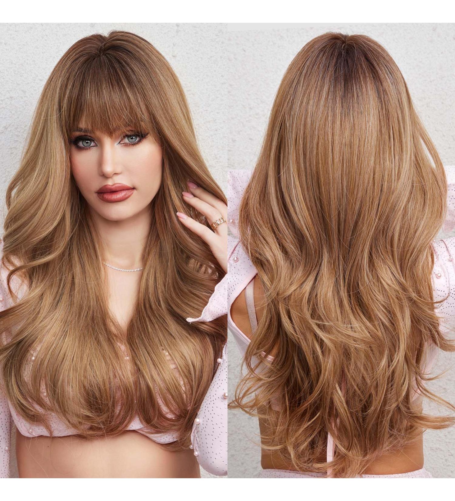 Emmor Ombre Brown Wigs - Curly Synthetic Women's Wig Heat-Resistant Long & Natural for Daily Use - Buy Online on GoSupps.com