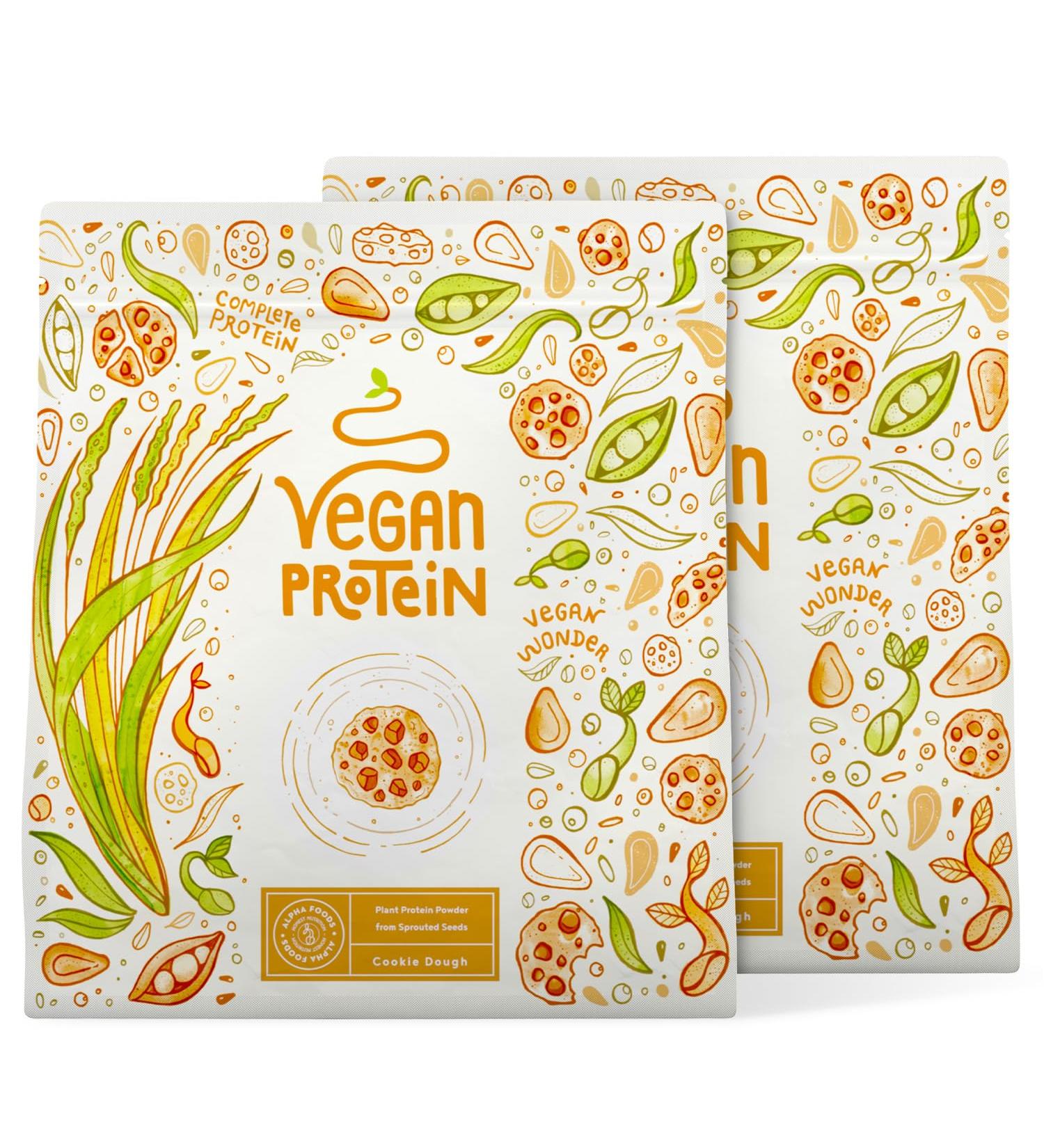 Premium Vegan Protein Powder 1200g - 21g Protein Per Serving | Cookie Dough Flavor - Soy Rice Peas Chia Sunflower & Pumpkin Seed - Buy Online on GoSupps.com