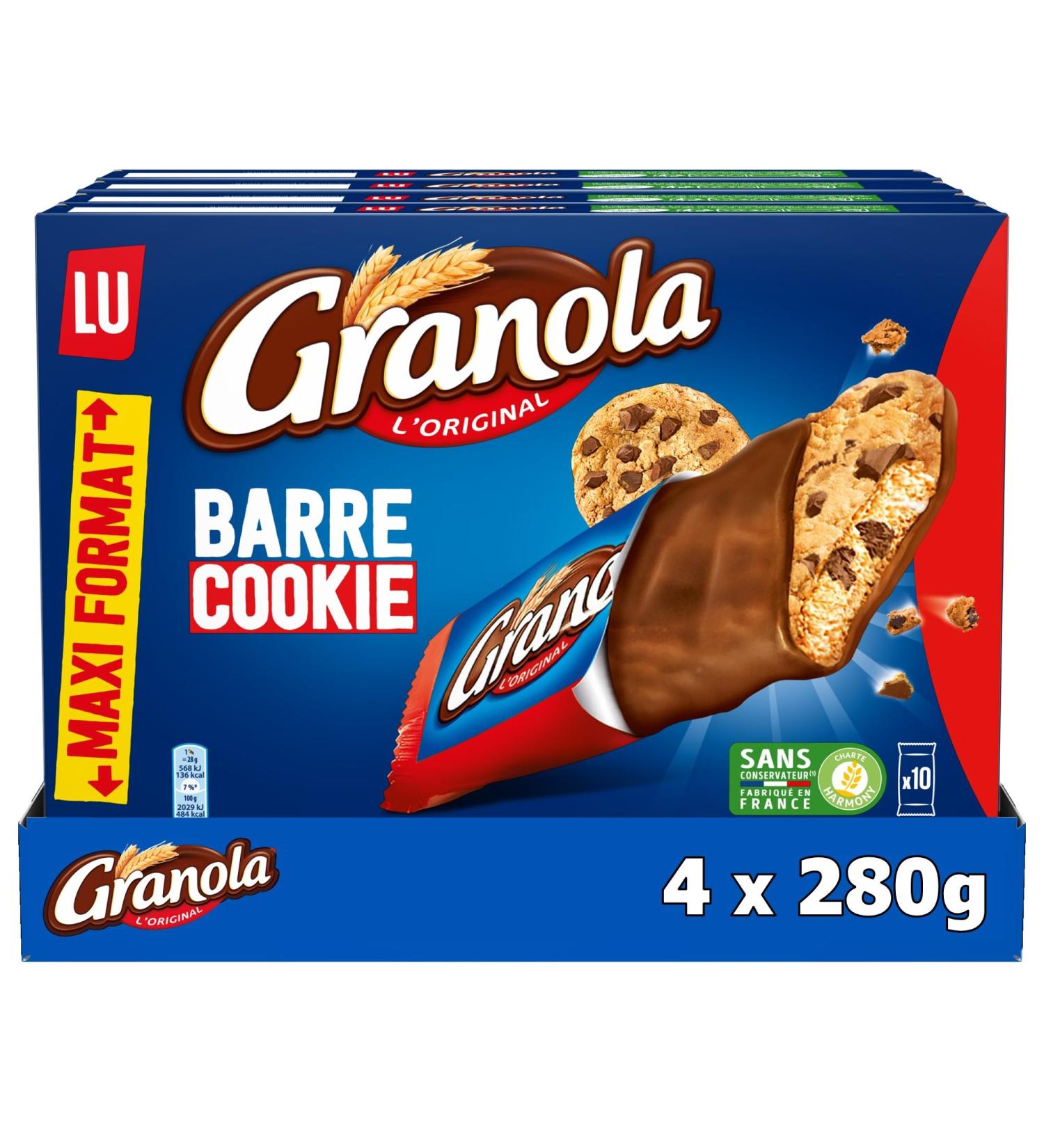 LU GRANOLA - 4 Boxes of 10 Cookie Granola Bars - Pocket Size Family Pack - Pack of Chocolate Bars - Ideal for Snacks - Made in France - Pack of 4x280g - Buy Online on GoSupps.com
