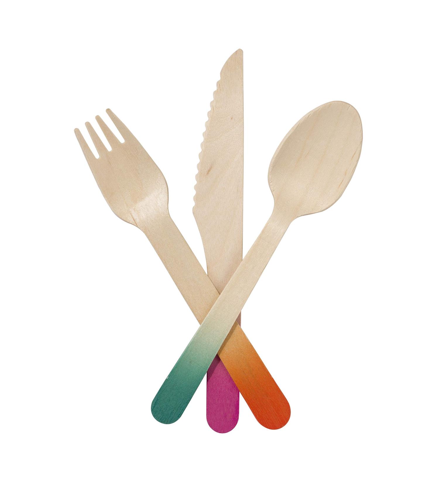 Talking Tables Tropical Fiesta Wooden Party Cutlery for 6 People Multicolor(FST2-CUTLERY) - Buy Online on GoSupps.com