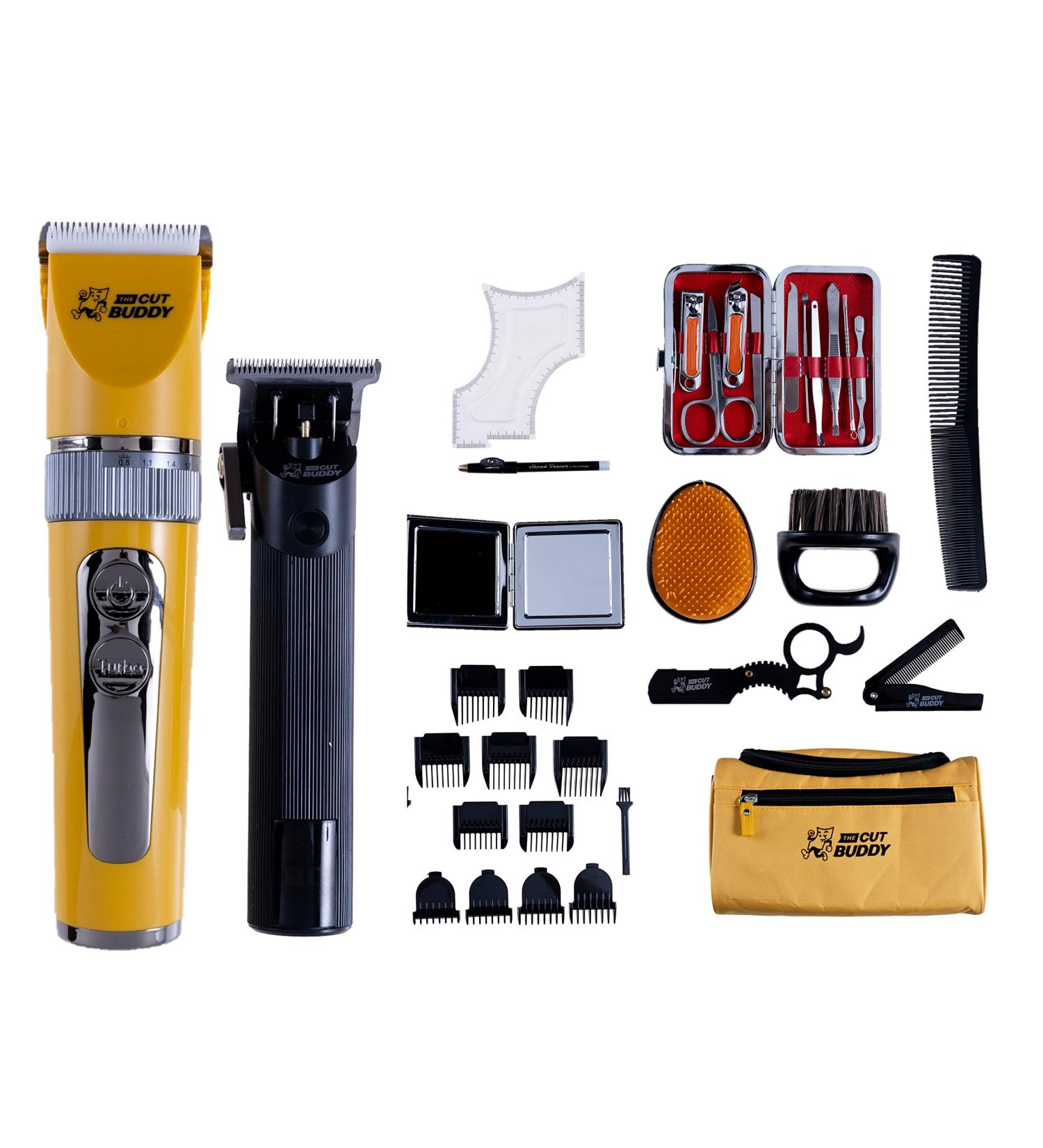 35-Piece Beginner Trimming & Clipper Kit | DIY Barber Set for Men | Hair & Facial Hair Cutting | As Seen on Shark Tank | The Cut Buddy - Buy Online on GoSupps.com