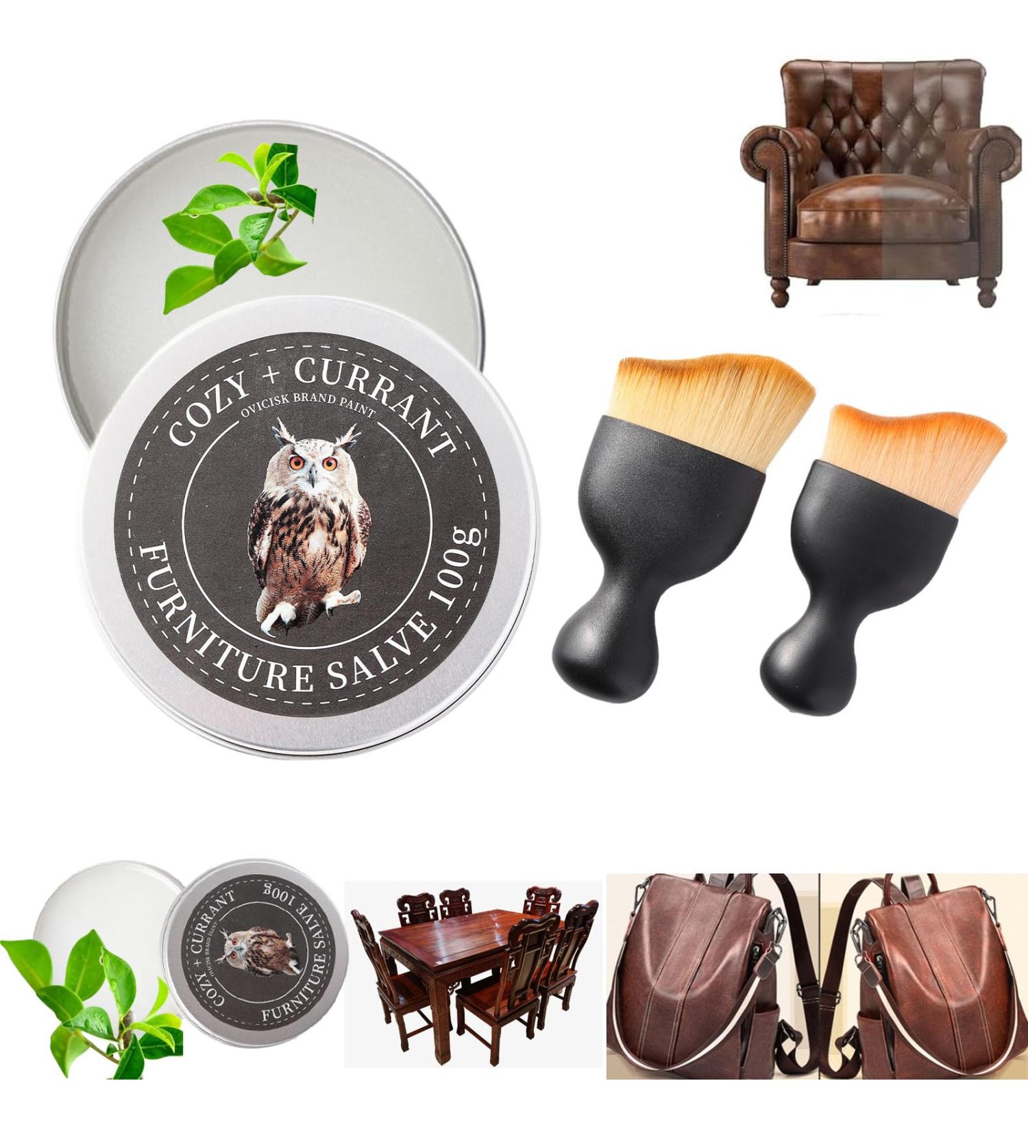 Premium Leather Care: New Wise Upgrade Owl Furniture Salve Set for Leather & Wood - Best Universal Treatment for Furniture & Car - Buy Online on GoSupps.com