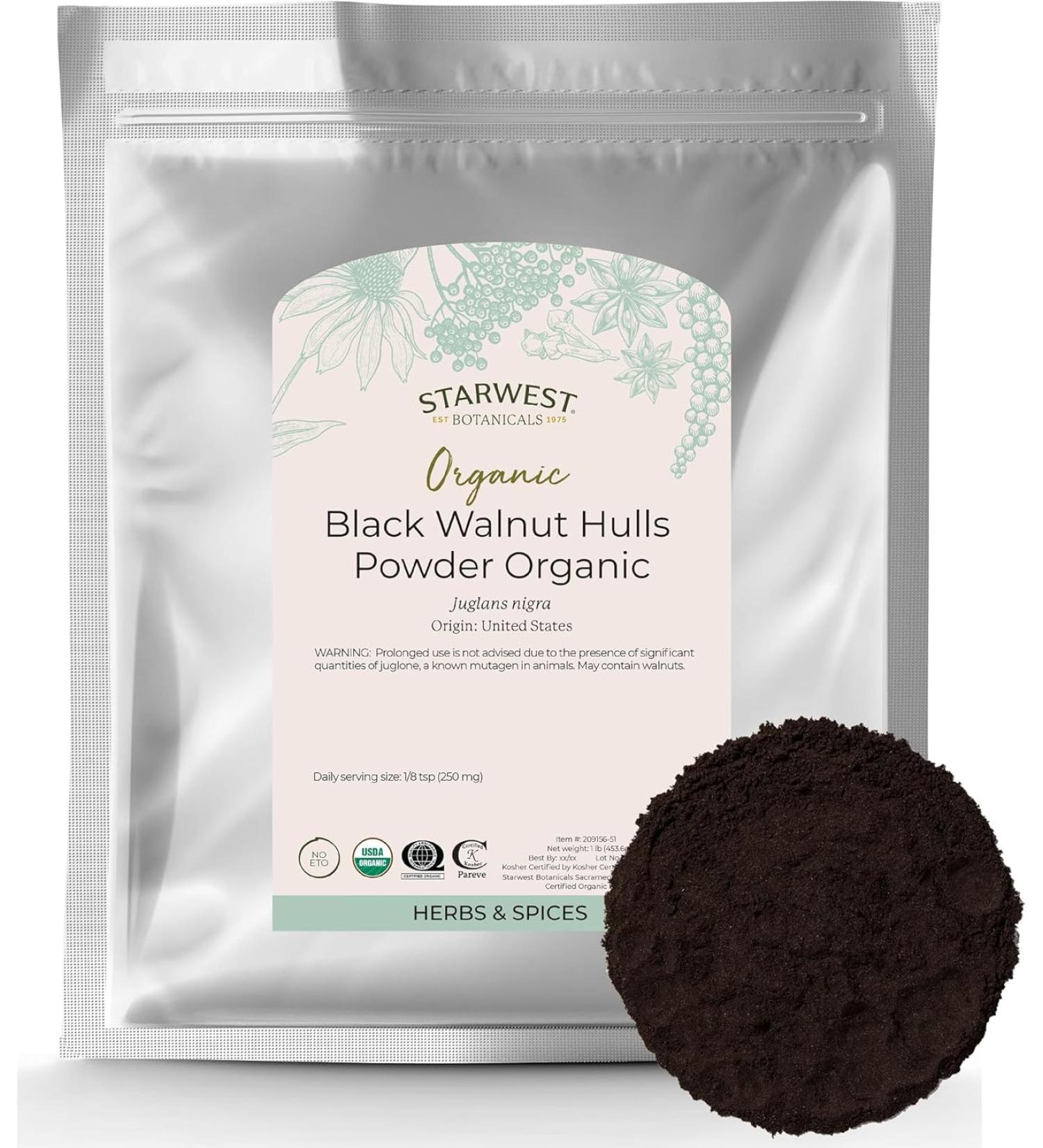 Starwest Botanicals Organic Black Walnut Hull Powder 1lb - Natural & Pure - Buy Online on GoSupps.com