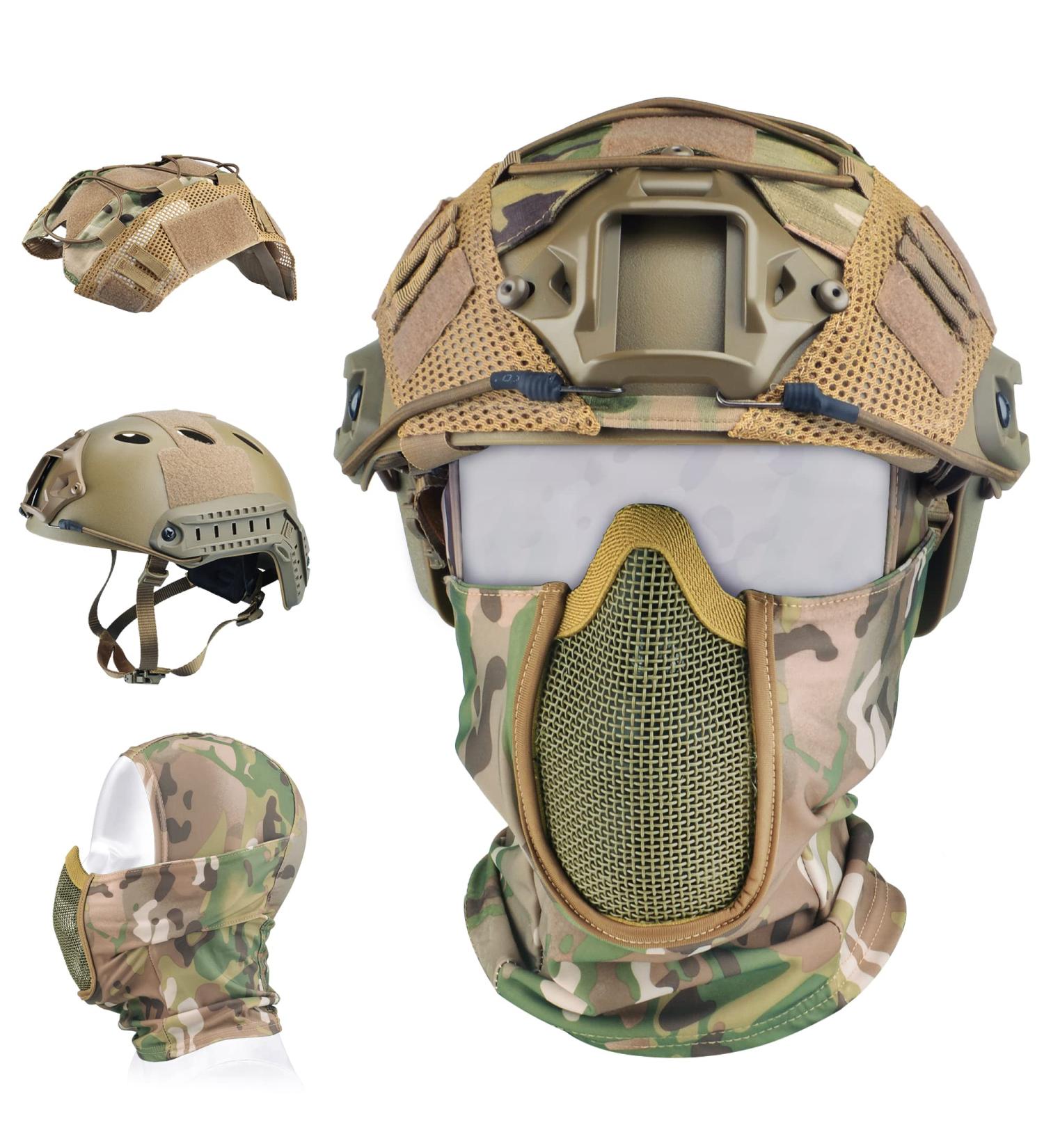 Guayma Airsoft Fast Helmet with Half Mesh Mask - Tactical Multifunctional Headgear for CS Game, Paintball & Military Outdoor Sports - Buy Online on GoSupps.com