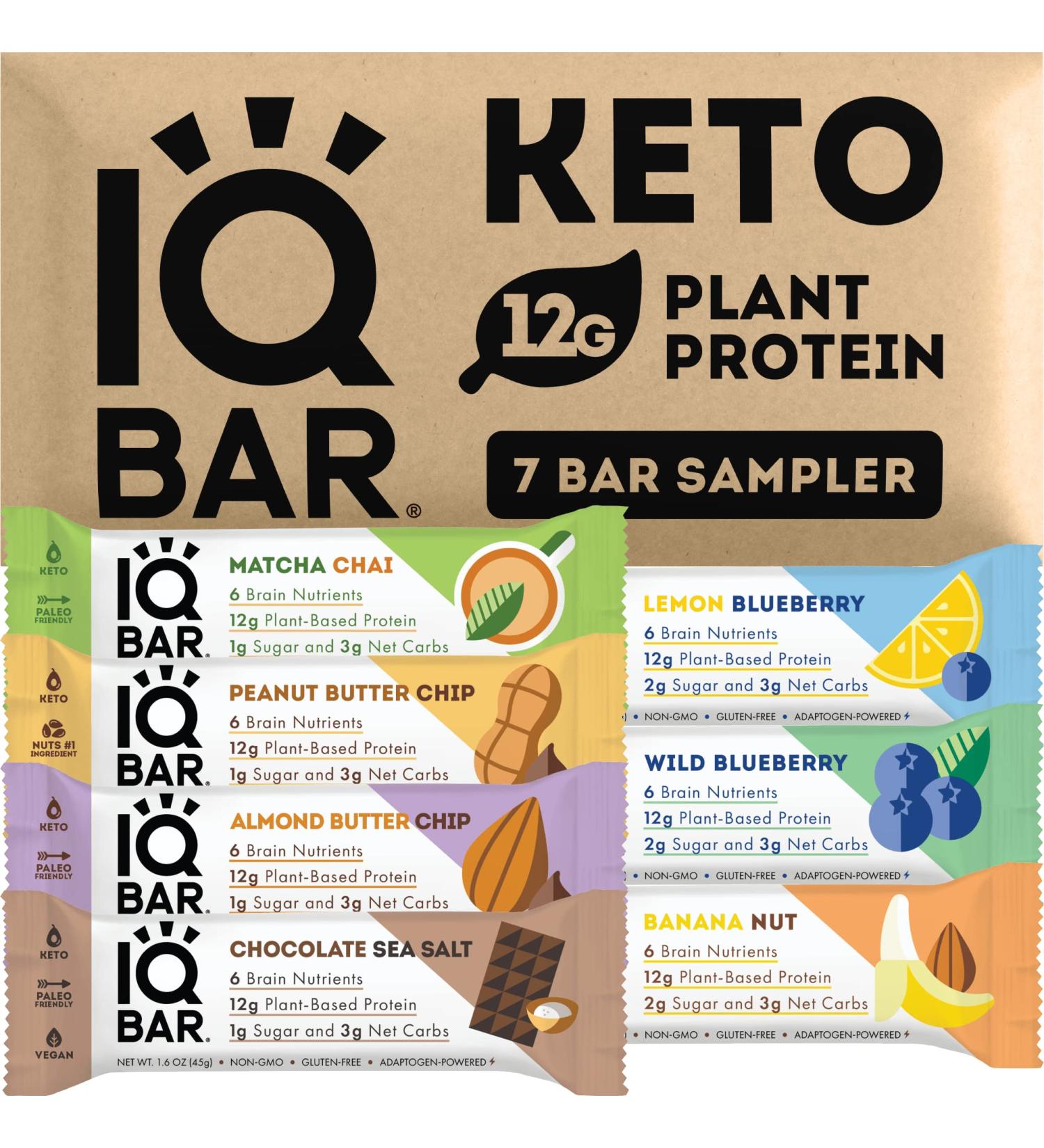 IQBAR 7 Sampler Keto Protein Bars - Energy & Meal Replacement Bars - Buy Online on GoSupps.com