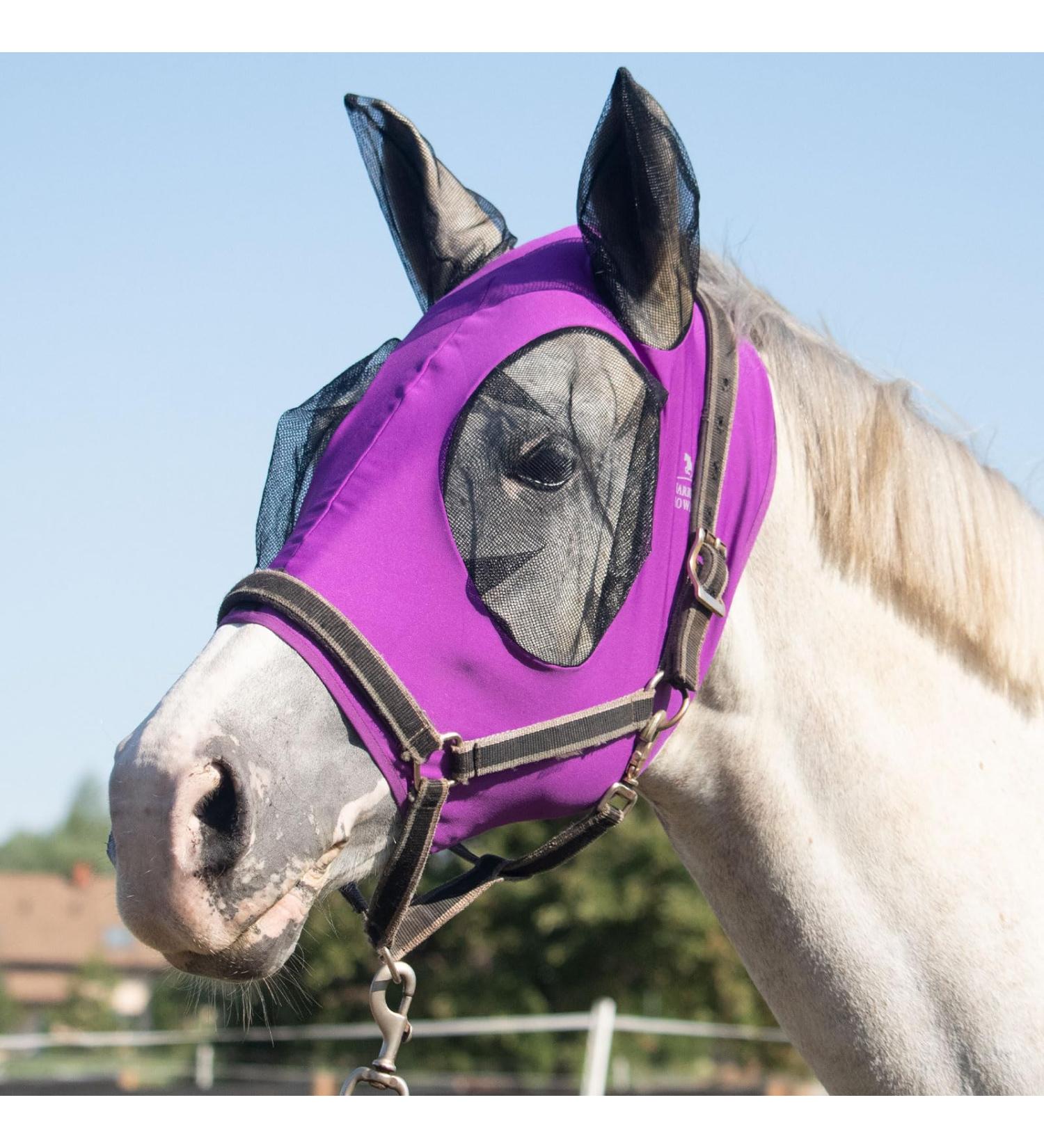 Harrison Howard Horse Fly Mask | Super Comfortable Elastic | UV Protection | Amethyst Full Size L (Large) - Buy Online on GoSupps.com
