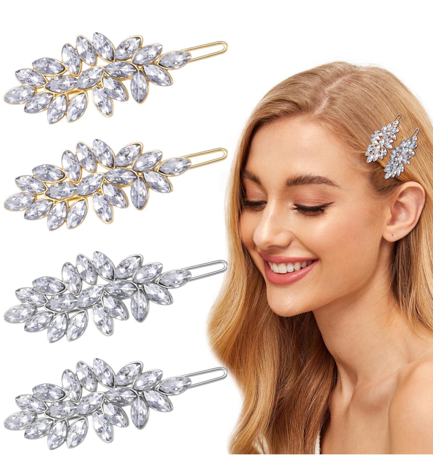 Cosmmap Rhinestone Hairpins Set - Geometric Crystal Clips for Women & Girls - Golden & Silver - Perfect Mother's Day Gift - Buy Online on GoSupps.com