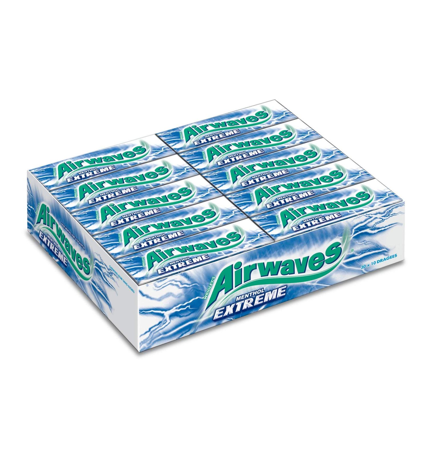 AIRWAVES Chewing-Gum Extr me Menthol Fort/Eucalyptus 30 tuis de 10 Drag es 420 g