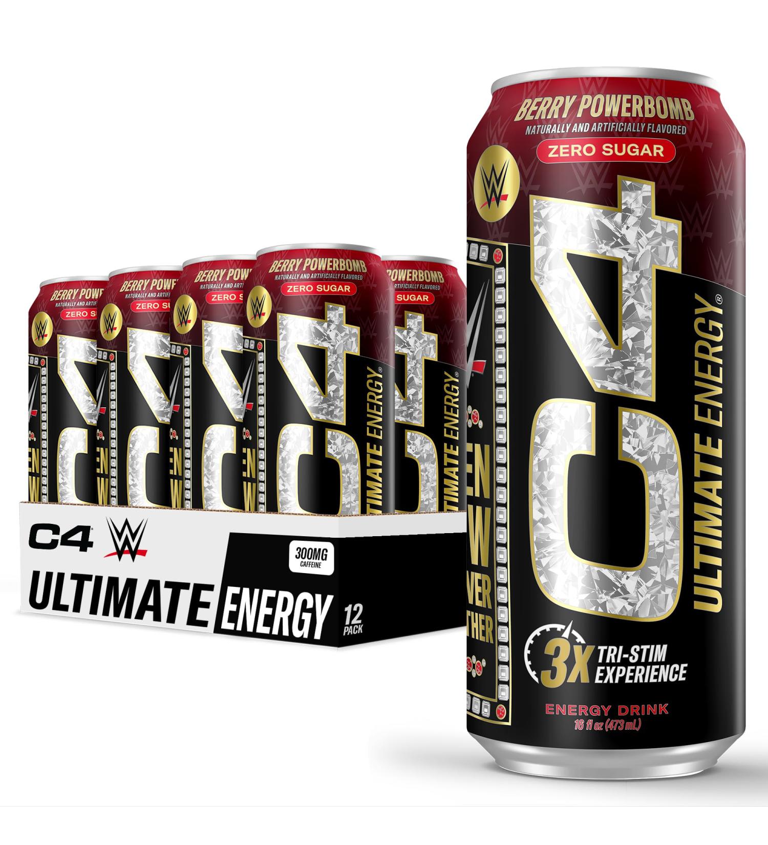 Cellucor C4 Ultimate x WWE | Pre Workout Sugar Free Energy Drink | Tri-Stim Experience with 300mg Caffeine + TeaCrine + Dynamine | Berry Powerbomb | 16oz (Pack of 12) - Buy Online on GoSupps.com
