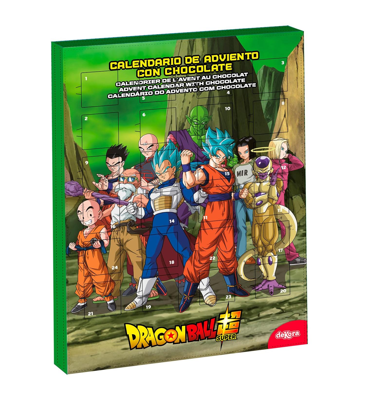 dekora - Calendrier de l Avent Dragon Ball Super 50 g Chocolat au Lait Calendrier de No l Enfant 24 Surprises Gourmandes Compte Rebours Festif vers No l