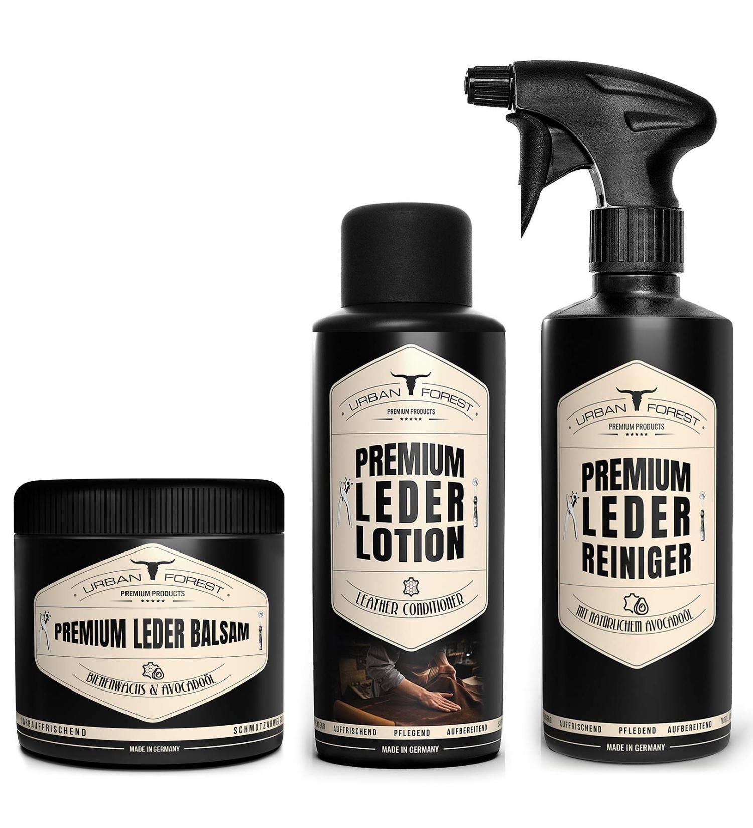 Premium Leather Care Set for Cars Sofas & Equestrian - Clean & Maintain Leather with 3-Piece Kit: Cleaner Balm & Lotion - Buy Online on GoSupps.com