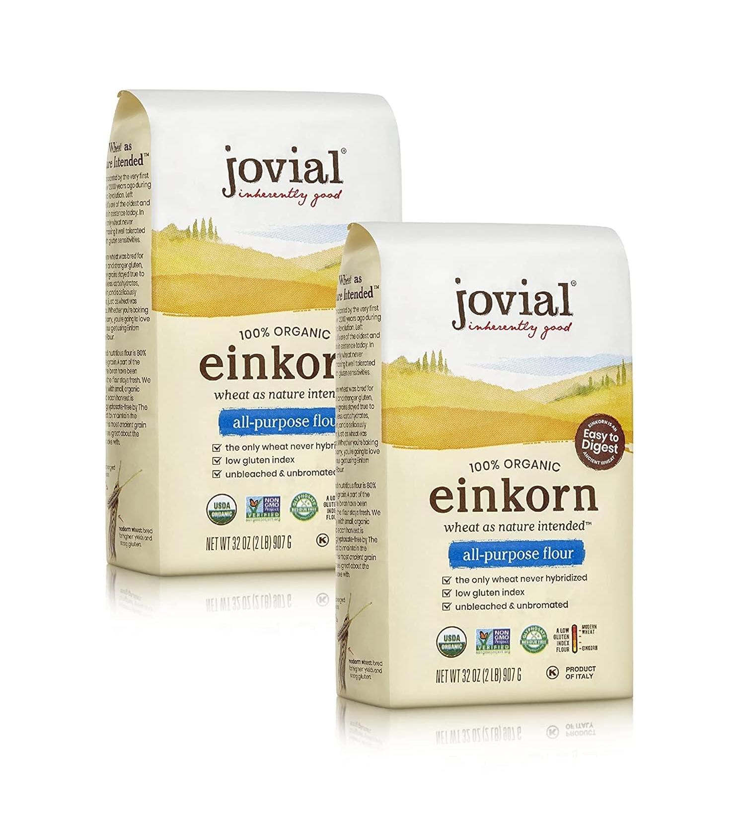 Jovial Einkorn Baking Flour | 100% Organic Einkorn All Purpose Flour | High Protein | Non-GMO | USDA Certified Organic | Delicious Taste | Product of Italy | 32 oz (2 Pack) - Buy Online on GoSupps.com