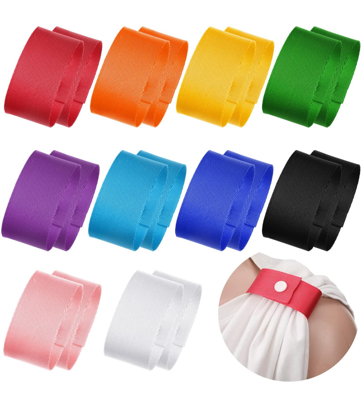 Dingion 10 Pairs Sports Sleeve Straps - Solid Color Sleeve Holders for Softball, Gymnastics, Soccer - 10 Colors Available - Buy Online on GoSupps.com