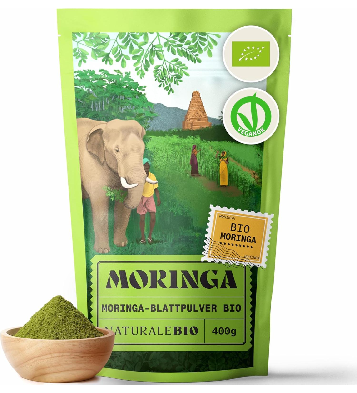 Organic Moringa Oleifera Leaf Powder - 400g Premium Quality | NaturaleBio - Buy Online on GoSupps.com